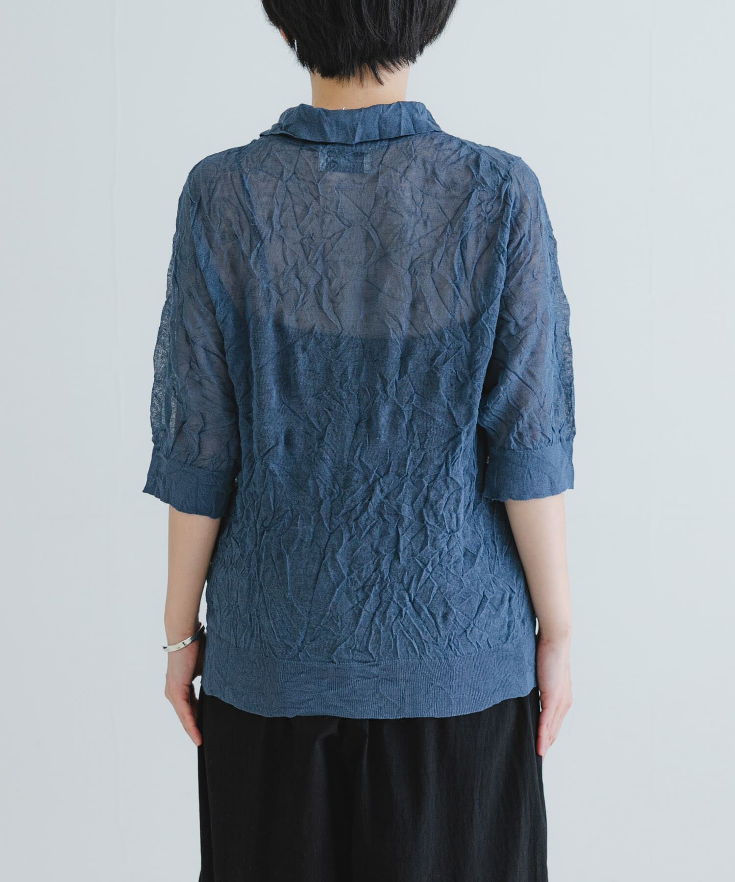 URBAN RESEARCH「new basic　リネン混ワッシャーシャツカラーニット」|ニット・セーター|