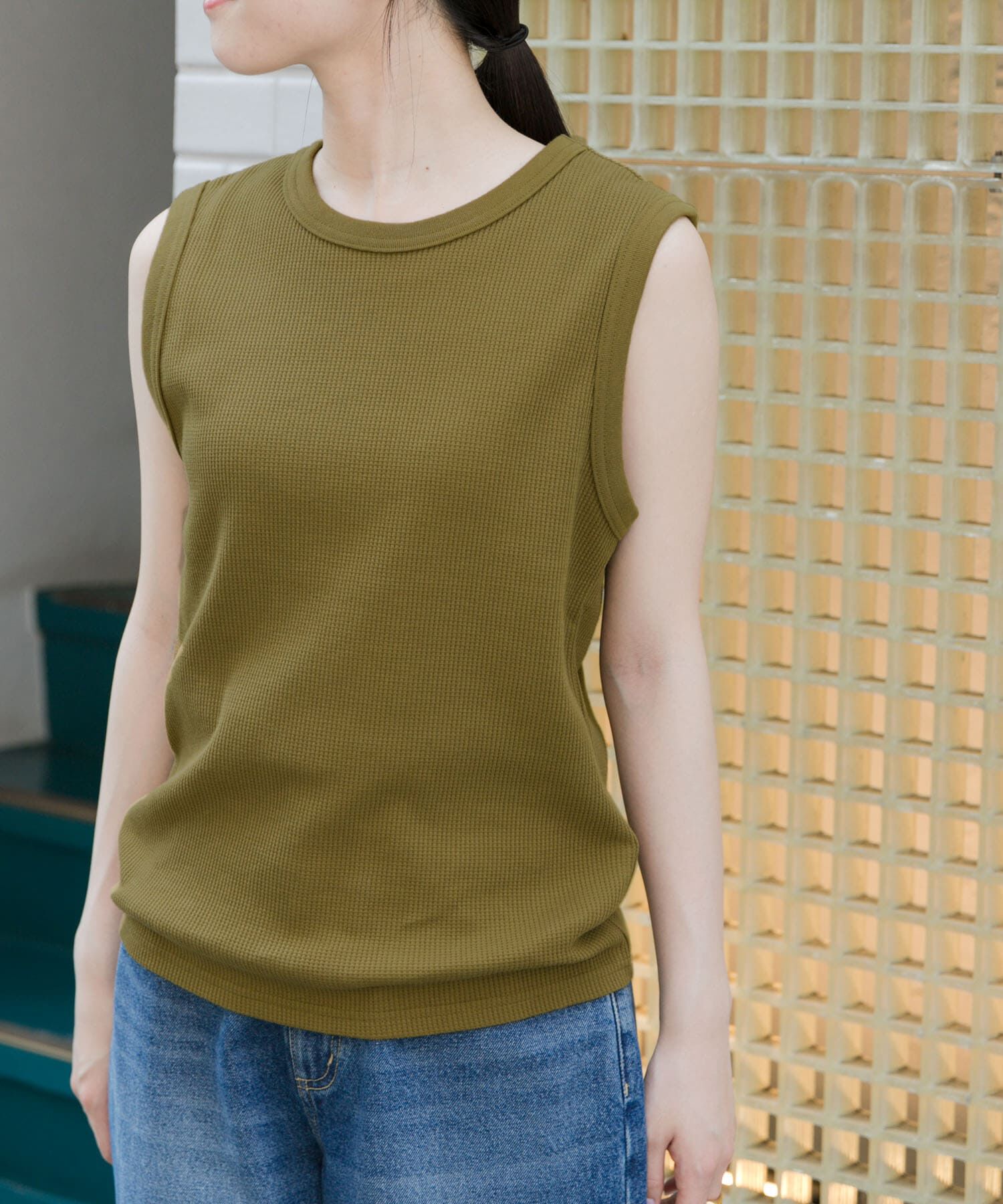 URBAN RESEARCH DOORS「FORK&SPOON　ミニワッフルノースリーブTシャツ」|Tシャツ・カットソー|イエロー系その他