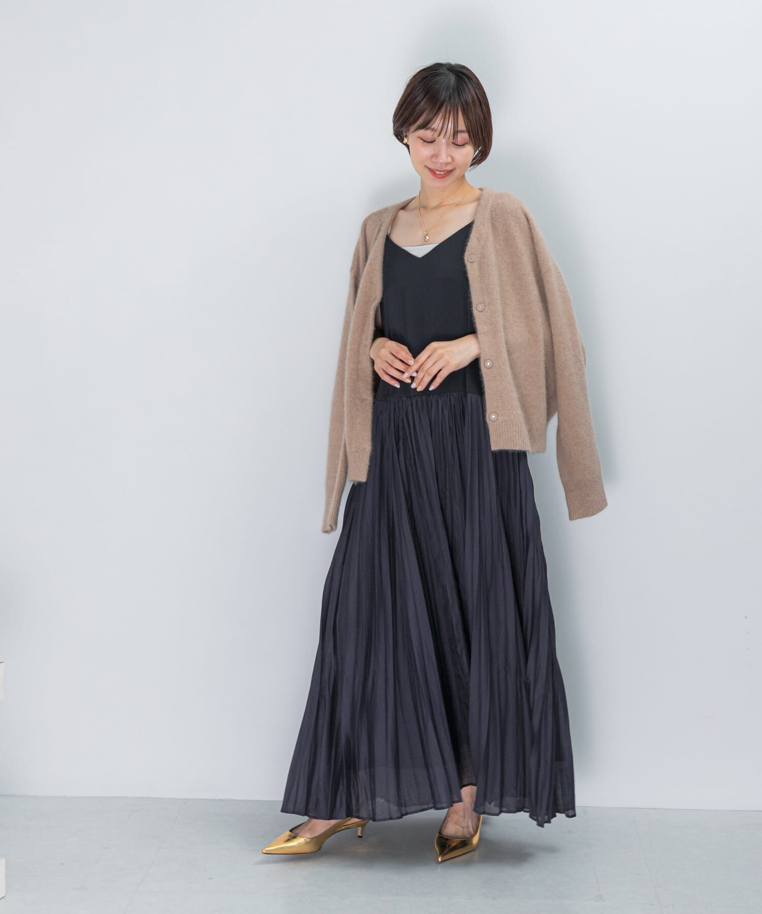 URBAN RESEARCH ROSSO「プリーツドッキング2WAYキャミワンピース」|ワンピース|