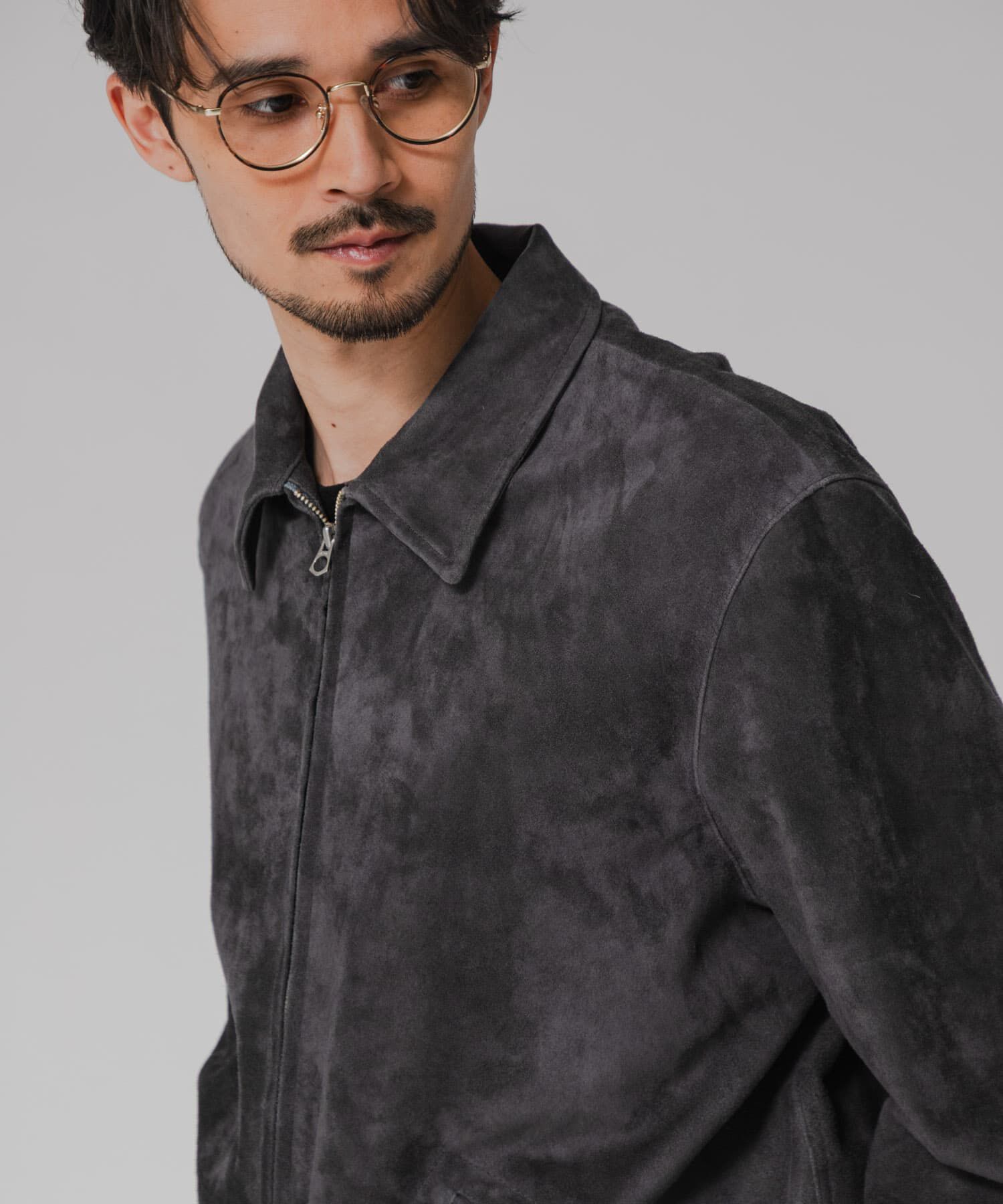 URBAN RESEARCH「GOAT SUEDE SPORTS JACKET」|ブルゾン・スタジャン|チャコールグレー