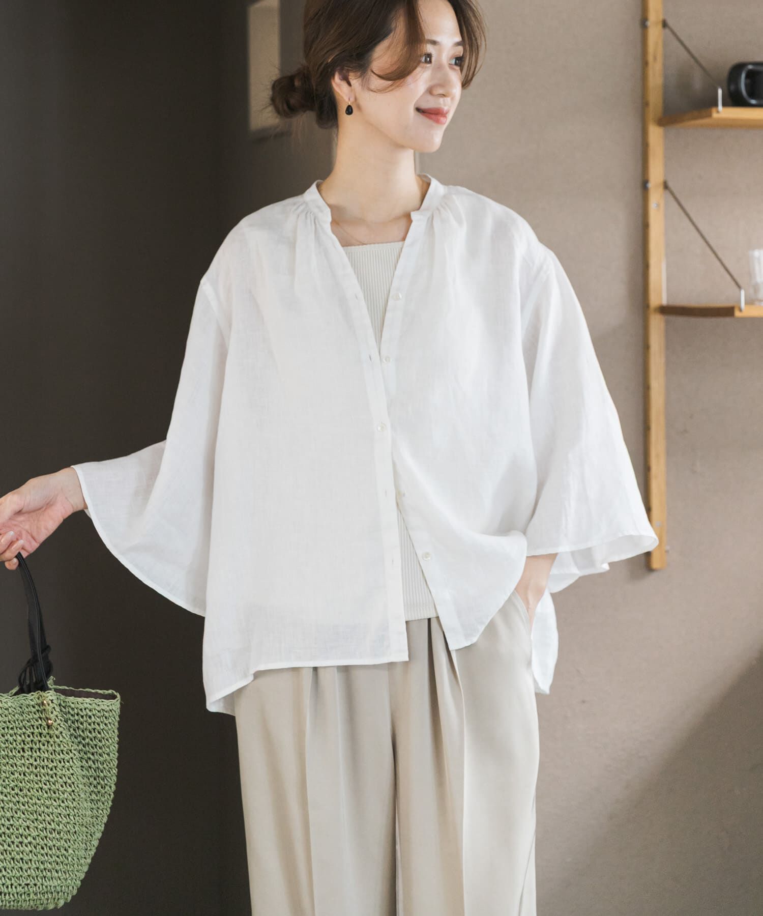 URBAN RESEARCH DOORS「リネンフレアスリーブブラウス」|シャツ・ブラウス|