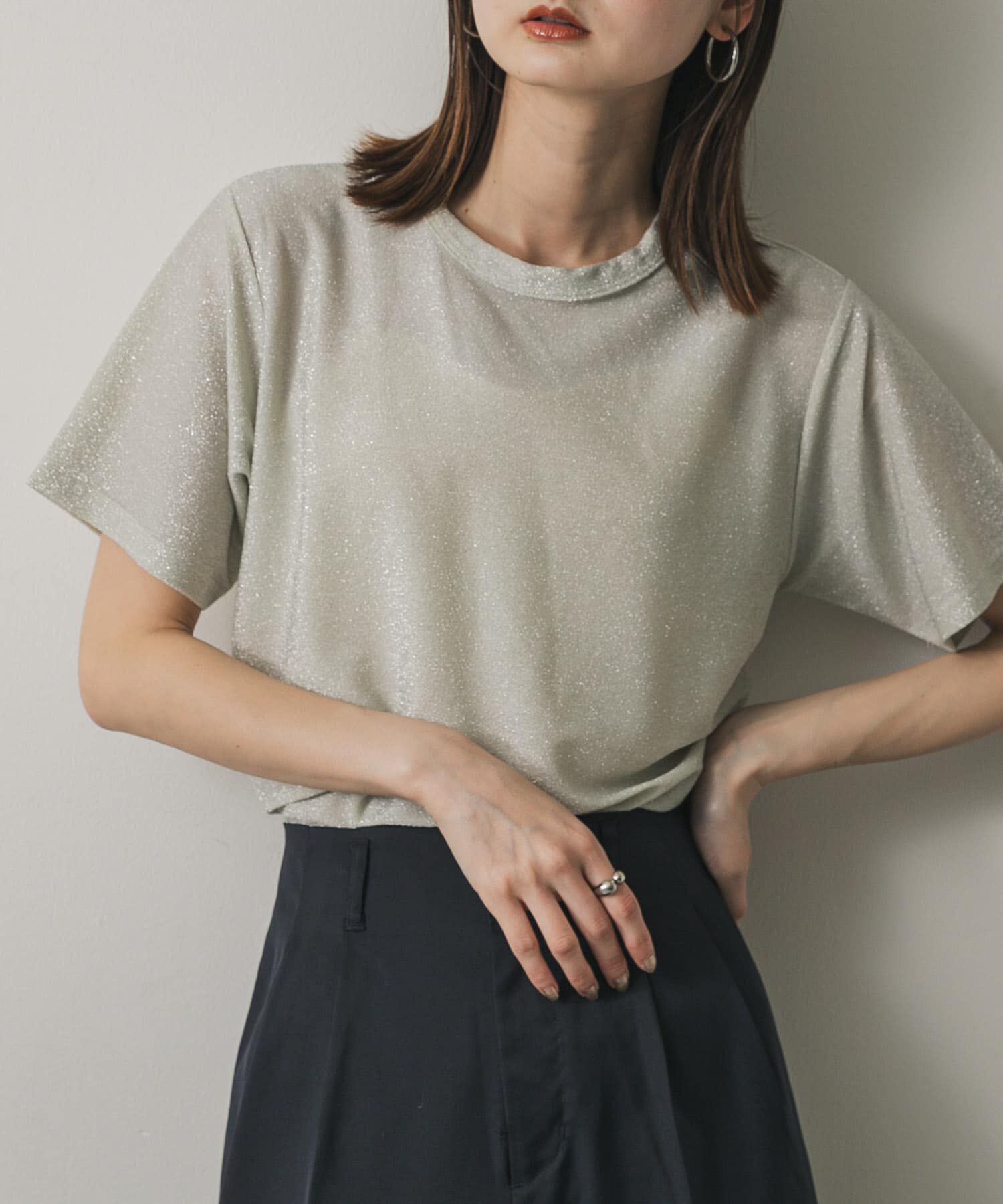 SENSE OF PLACE by URBAN RESEARCH「クルーネックラメTシャツ(半袖)」|Tシャツ・カットソー|シルバー