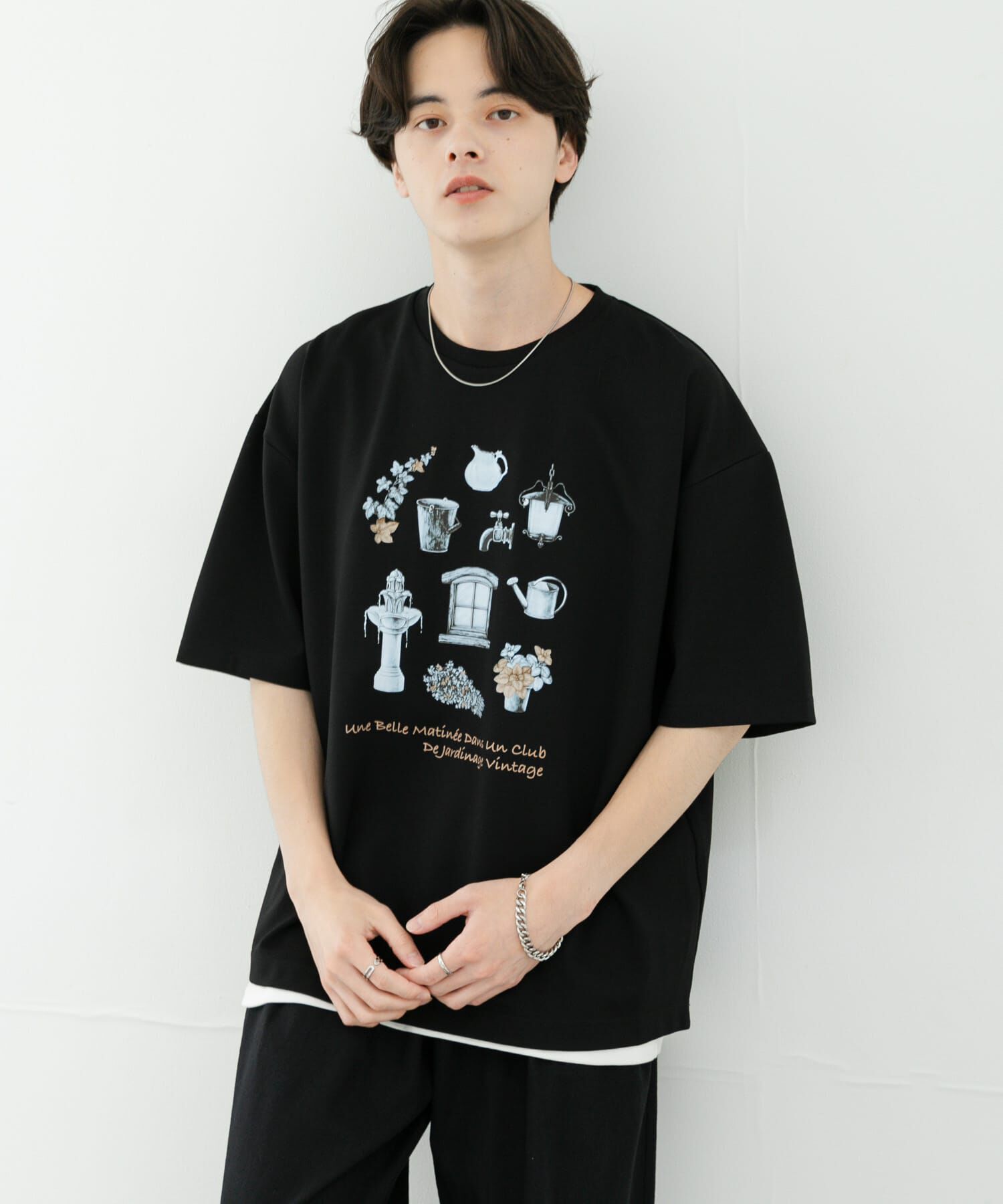 SENSE OF PLACE by URBAN RESEARCH「Garden graphic Short-Sleeve T-shirts」|Tシャツ・カットソー|ブラック