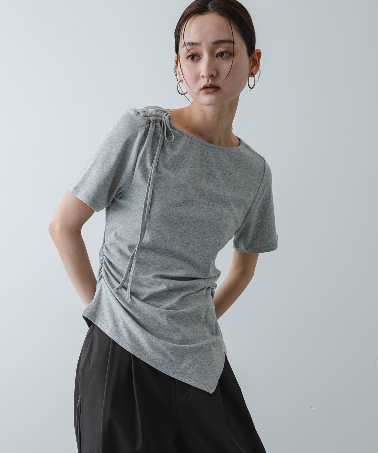 SENSE OF PLACE by URBAN RESEARCH「アシメデザインTシャツ(半袖)」|Tシャツ・カットソー|グレー