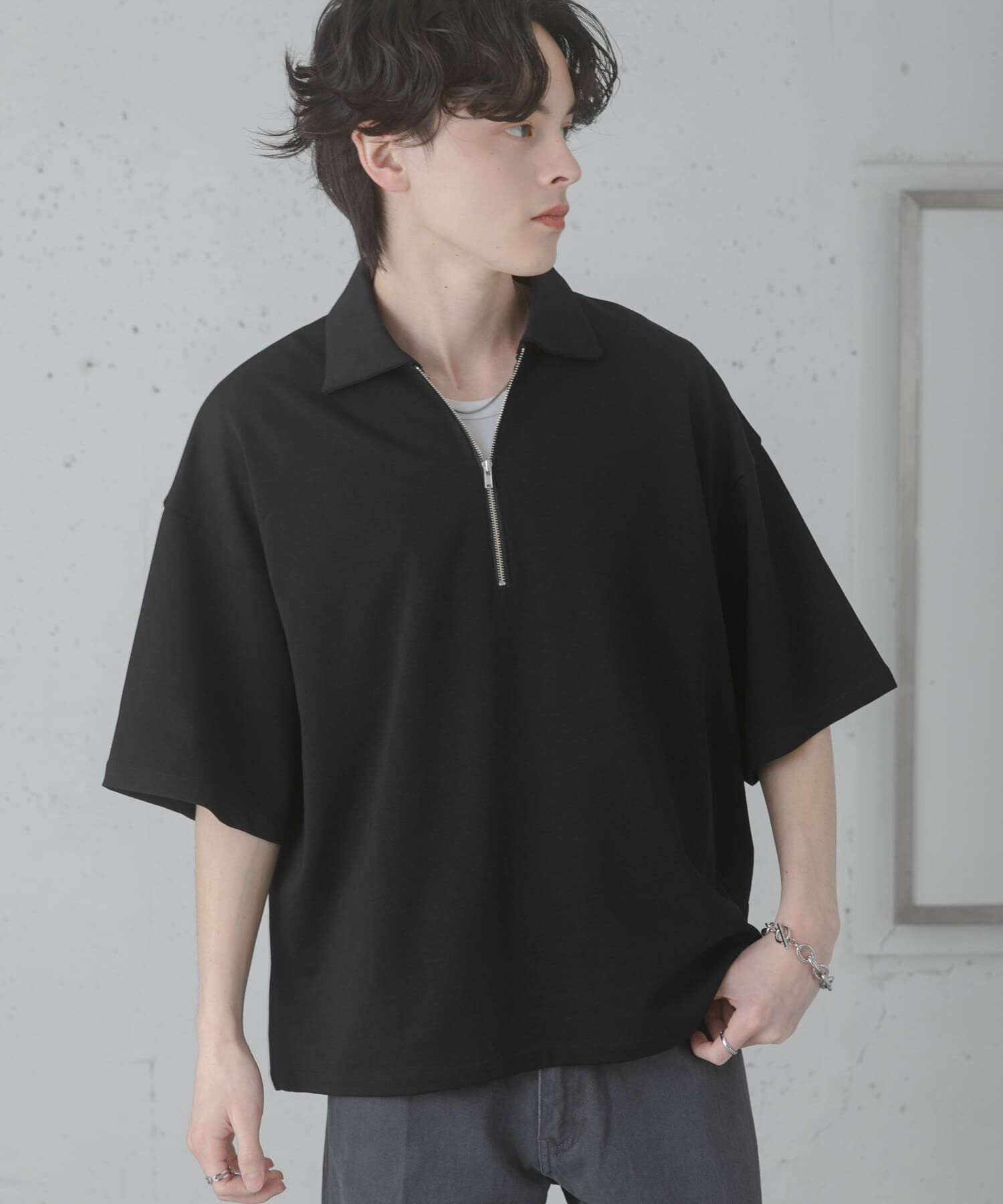 SENSE OF PLACE by URBAN RESEARCH「ダンボールポンチハーフジップショートスリーブTシャツ」|Tシャツ・カットソー|