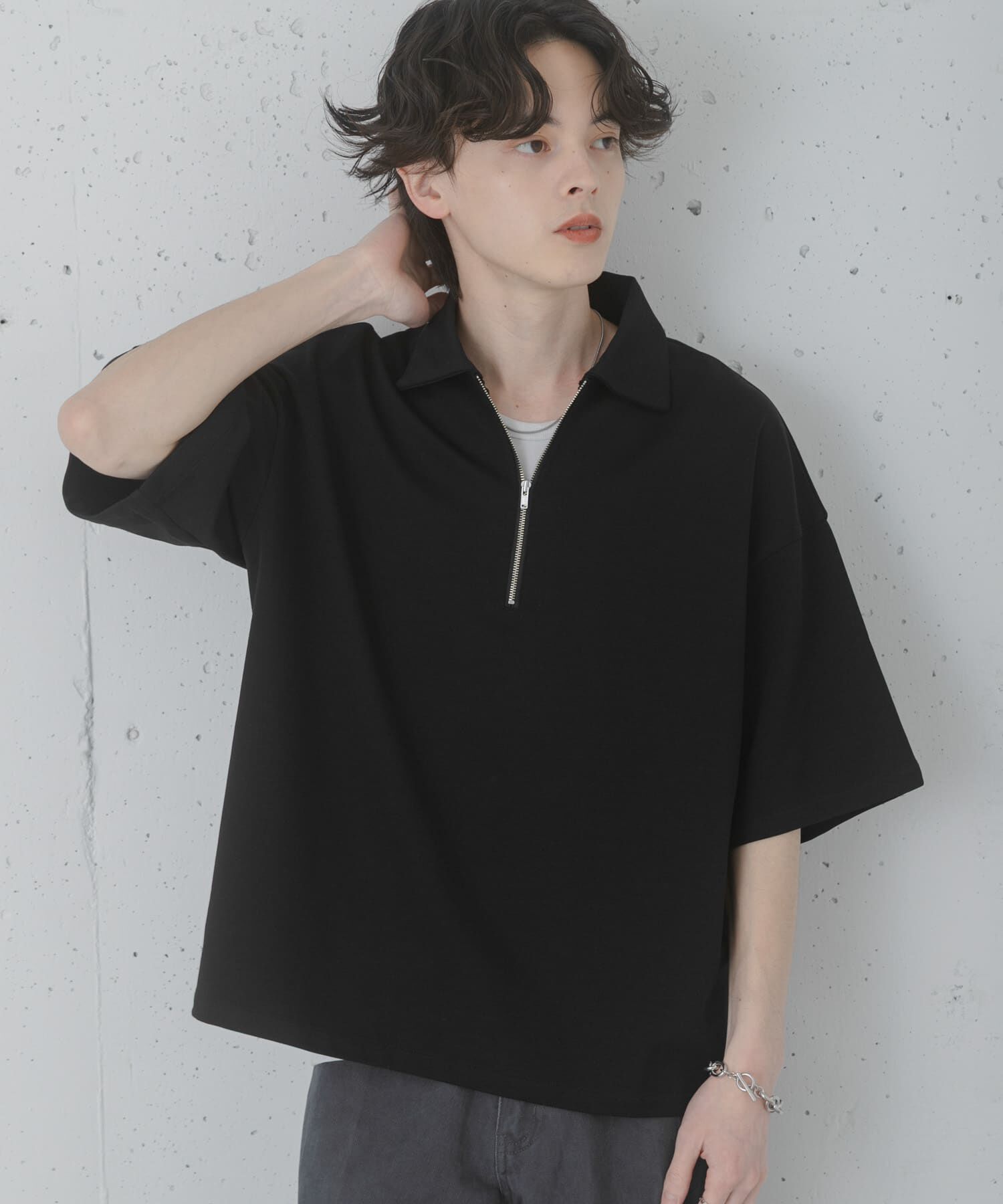 SENSE OF PLACE by URBAN RESEARCH「ダンボールポンチハーフジップショートスリーブTシャツ」|Tシャツ・カットソー|