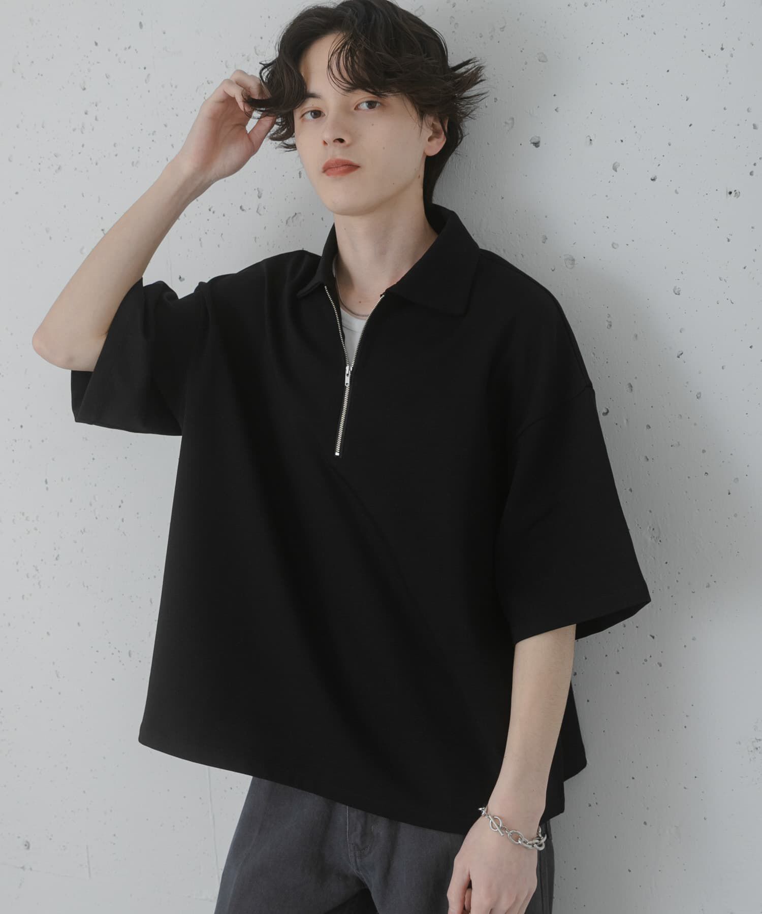 SENSE OF PLACE by URBAN RESEARCH「ダンボールポンチハーフジップショートスリーブTシャツ」|Tシャツ・カットソー|