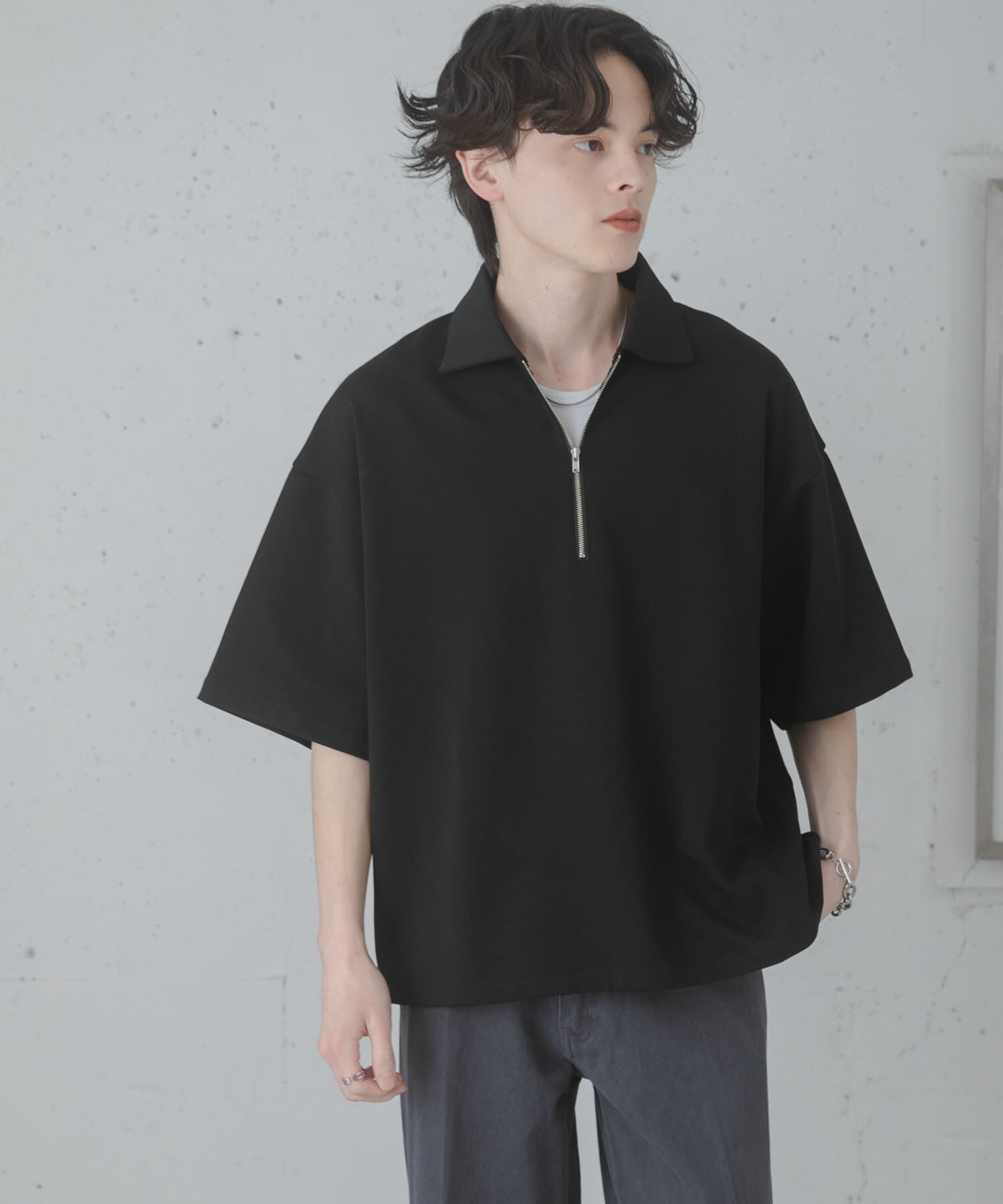SENSE OF PLACE by URBAN RESEARCH「ダンボールポンチハーフジップショートスリーブTシャツ」|Tシャツ・カットソー|