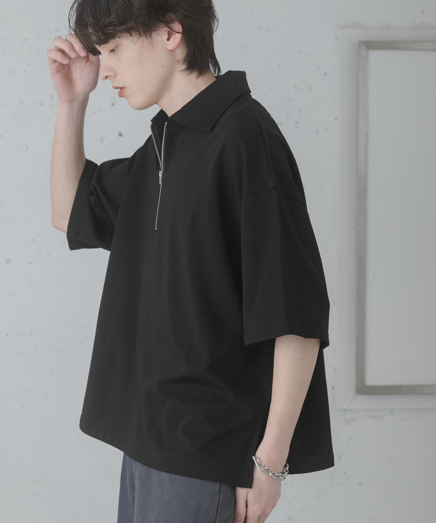 SENSE OF PLACE by URBAN RESEARCH「ダンボールポンチハーフジップショートスリーブTシャツ」|Tシャツ・カットソー|
