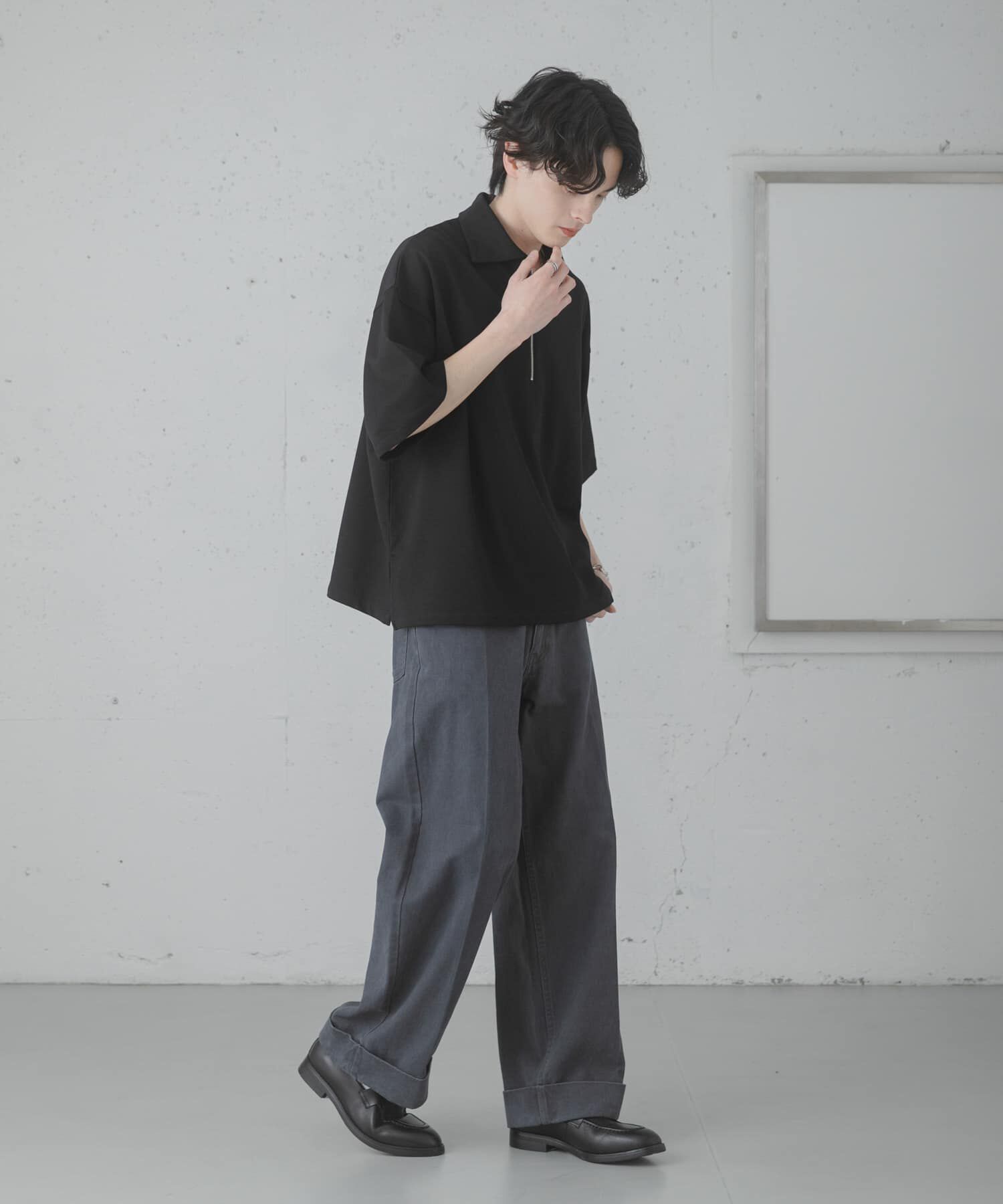 SENSE OF PLACE by URBAN RESEARCH「ダンボールポンチハーフジップショートスリーブTシャツ」|Tシャツ・カットソー|