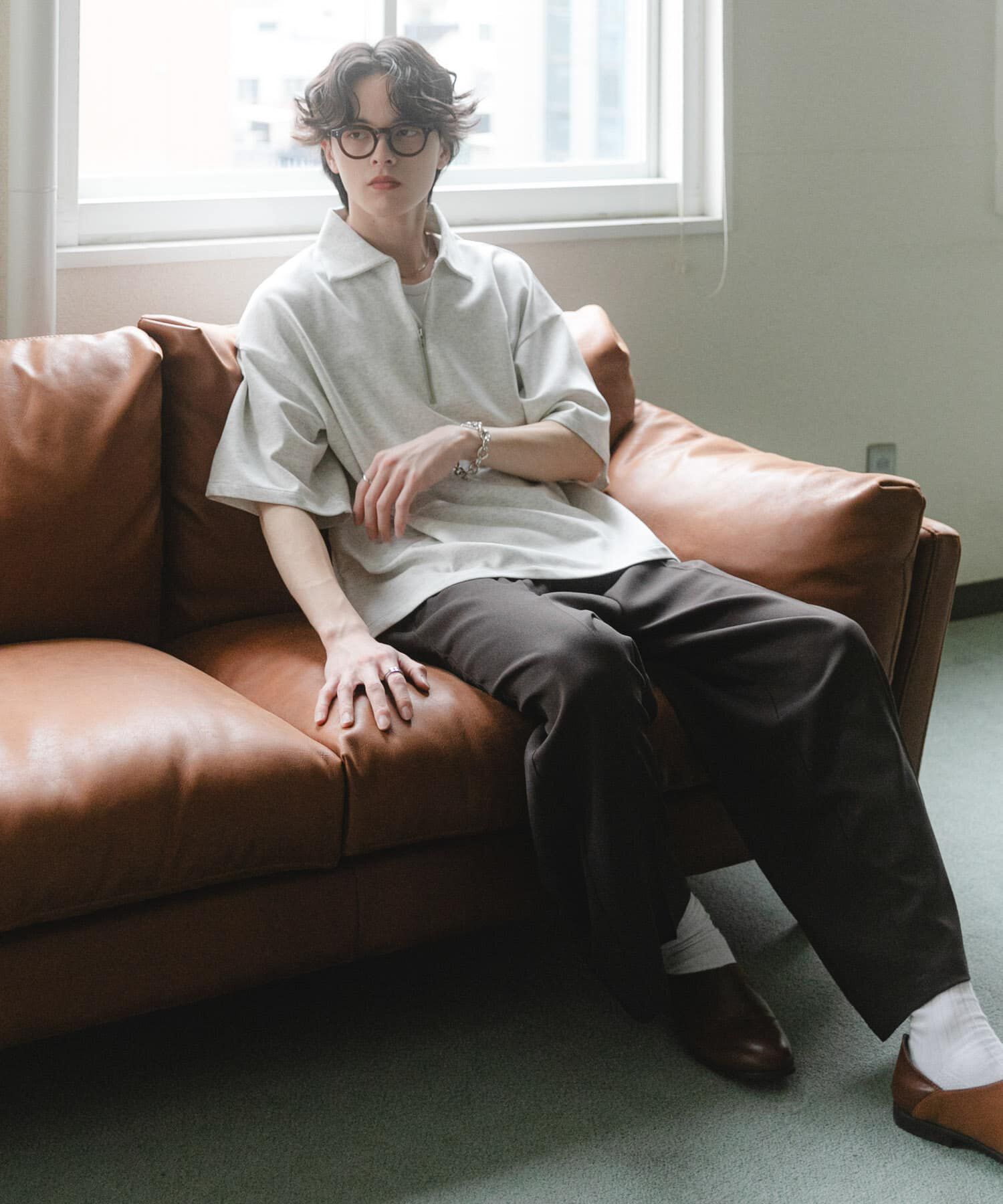 SENSE OF PLACE by URBAN RESEARCH「ダンボールポンチハーフジップショートスリーブTシャツ」|Tシャツ・カットソー|