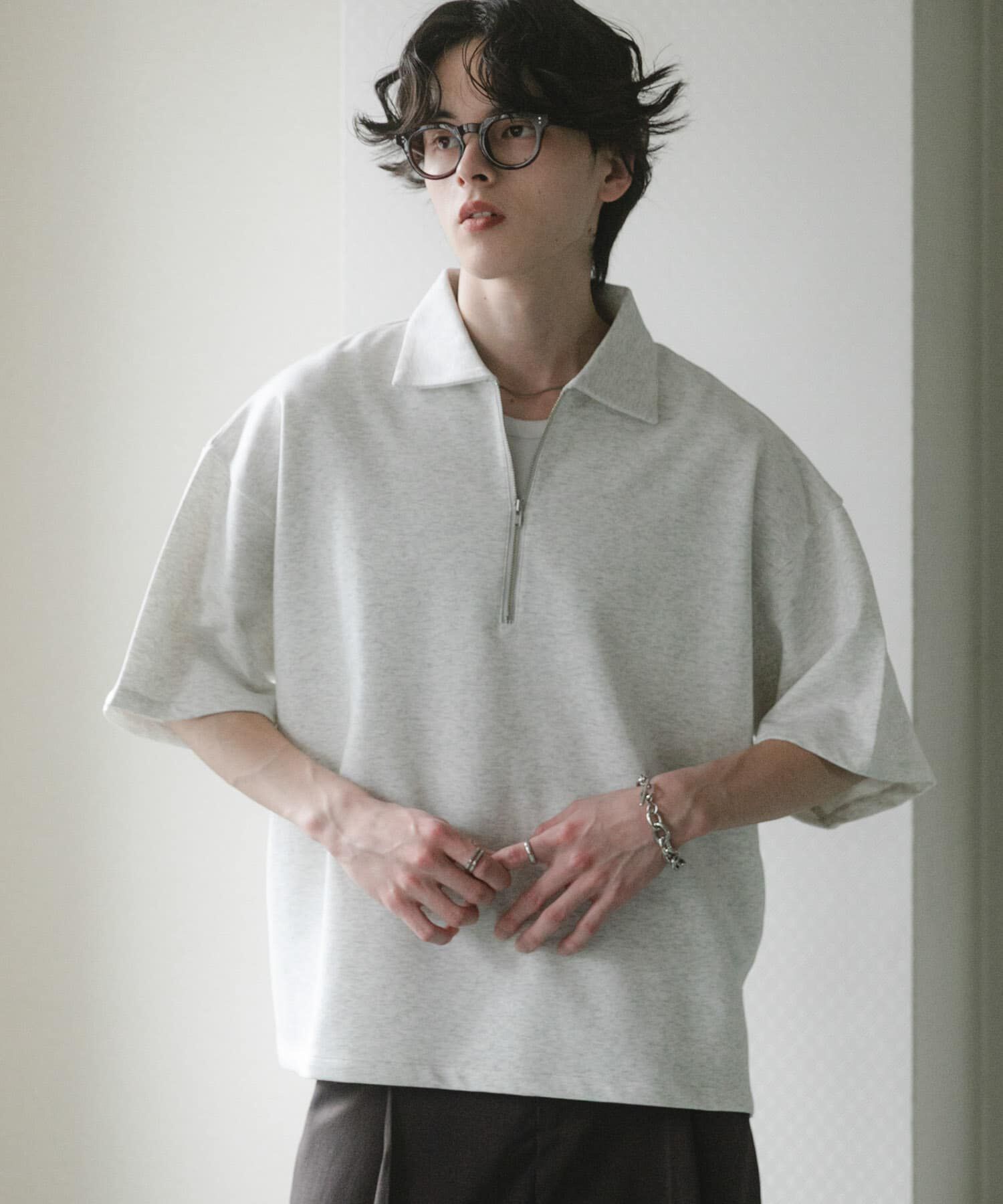 SENSE OF PLACE by URBAN RESEARCH「ダンボールポンチハーフジップショートスリーブTシャツ」|Tシャツ・カットソー|
