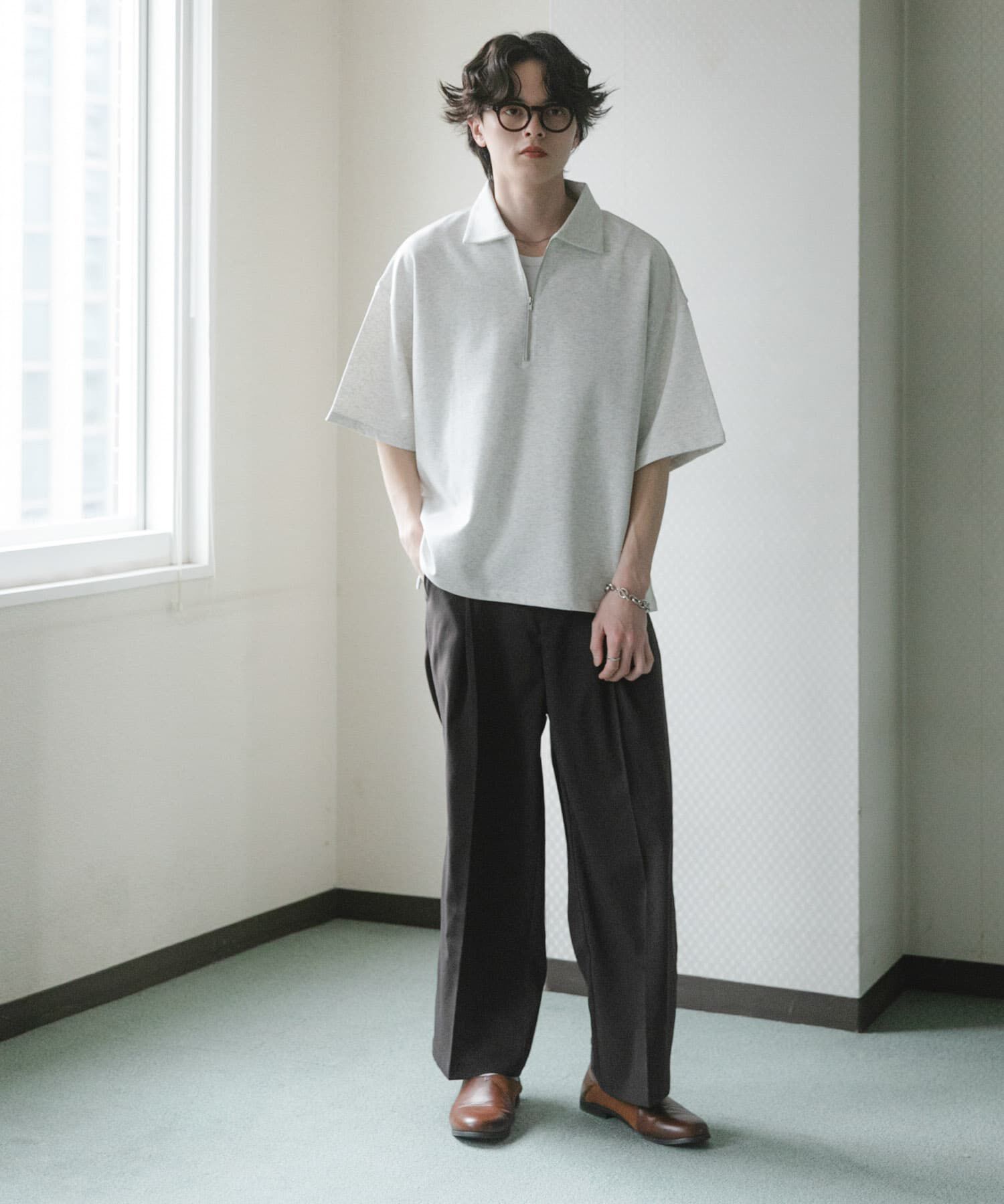 SENSE OF PLACE by URBAN RESEARCH「ダンボールポンチハーフジップショートスリーブTシャツ」|Tシャツ・カットソー|