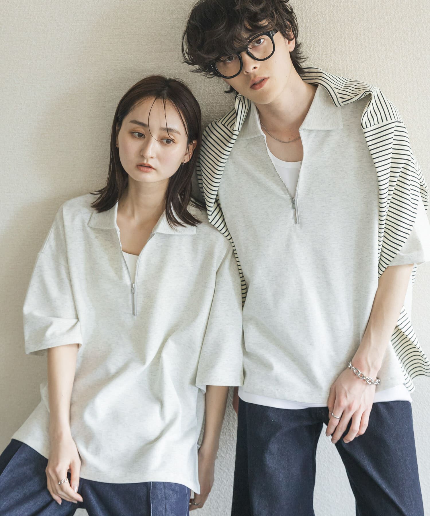 SENSE OF PLACE by URBAN RESEARCH「ダンボールポンチハーフジップショートスリーブTシャツ」|Tシャツ・カットソー|