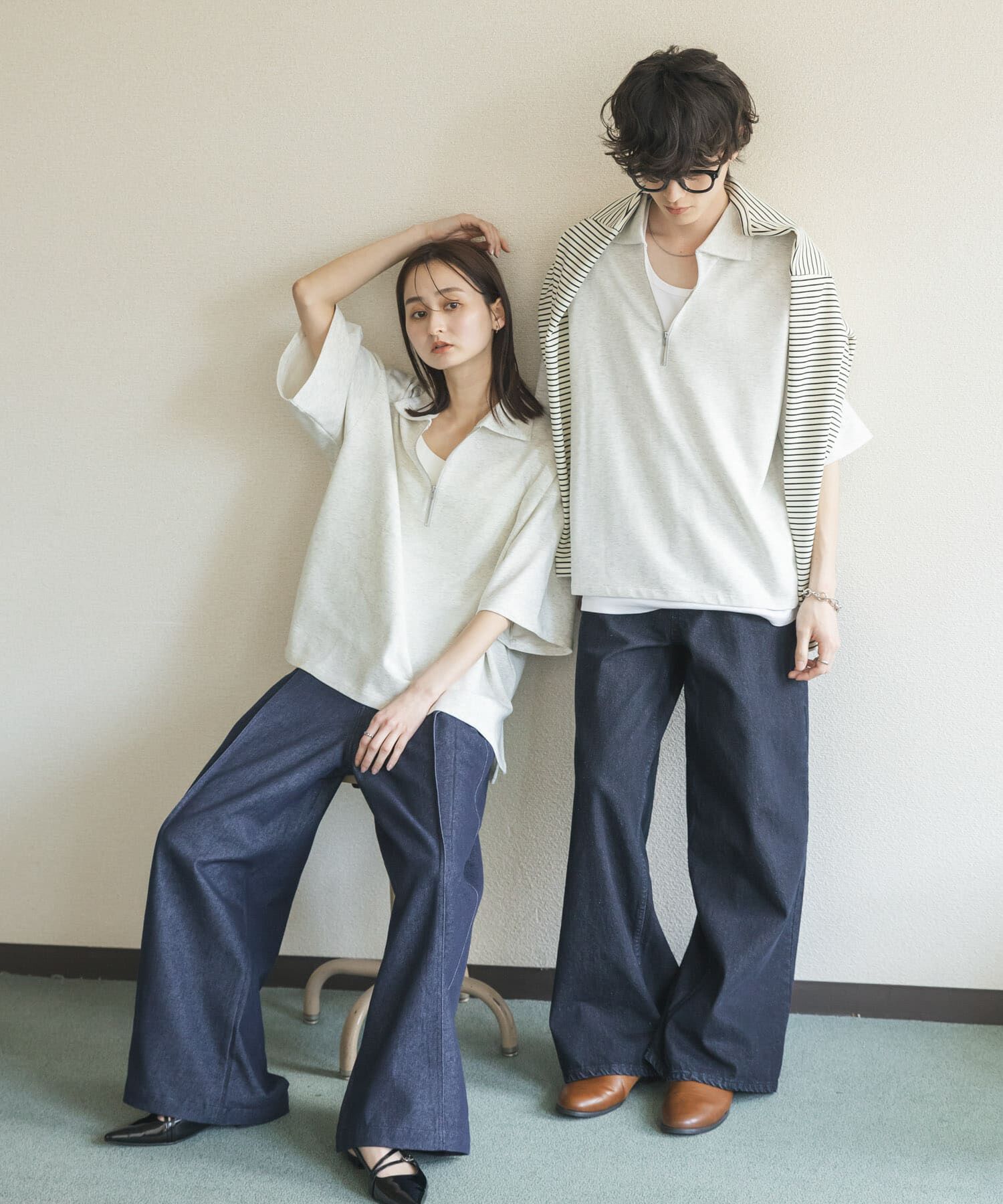 SENSE OF PLACE by URBAN RESEARCH「ダンボールポンチハーフジップショートスリーブTシャツ」|Tシャツ・カットソー|