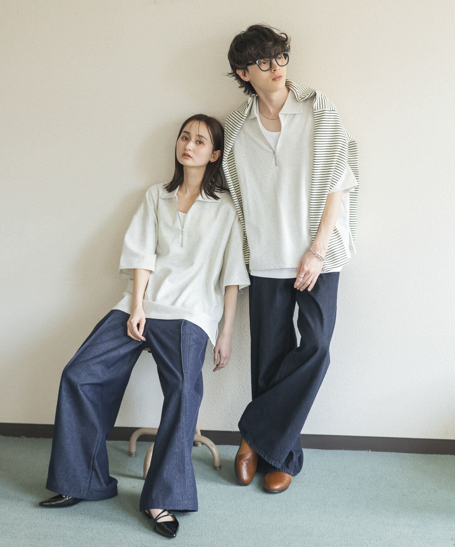 SENSE OF PLACE by URBAN RESEARCH「ダンボールポンチハーフジップショートスリーブTシャツ」|Tシャツ・カットソー|