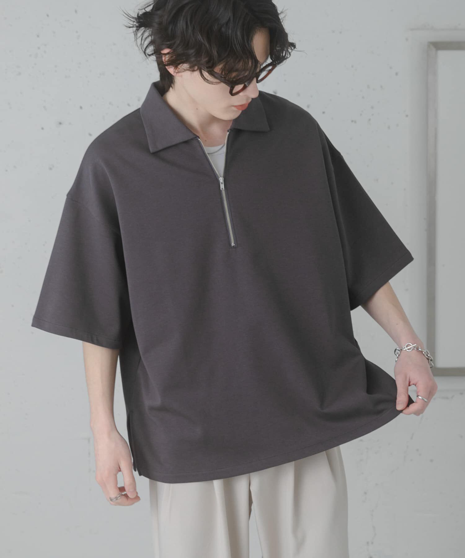 SENSE OF PLACE by URBAN RESEARCH「ダンボールポンチハーフジップショートスリーブTシャツ」|Tシャツ・カットソー|