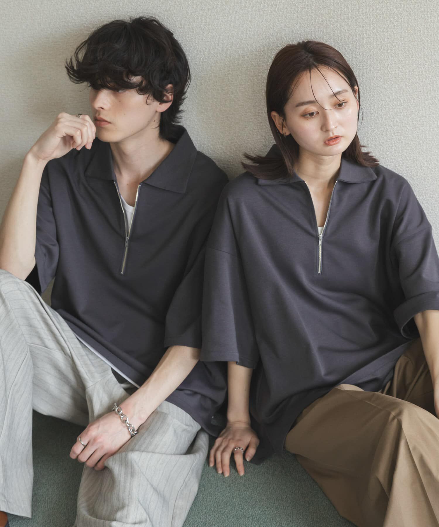SENSE OF PLACE by URBAN RESEARCH「ダンボールポンチハーフジップショートスリーブTシャツ」|Tシャツ・カットソー|