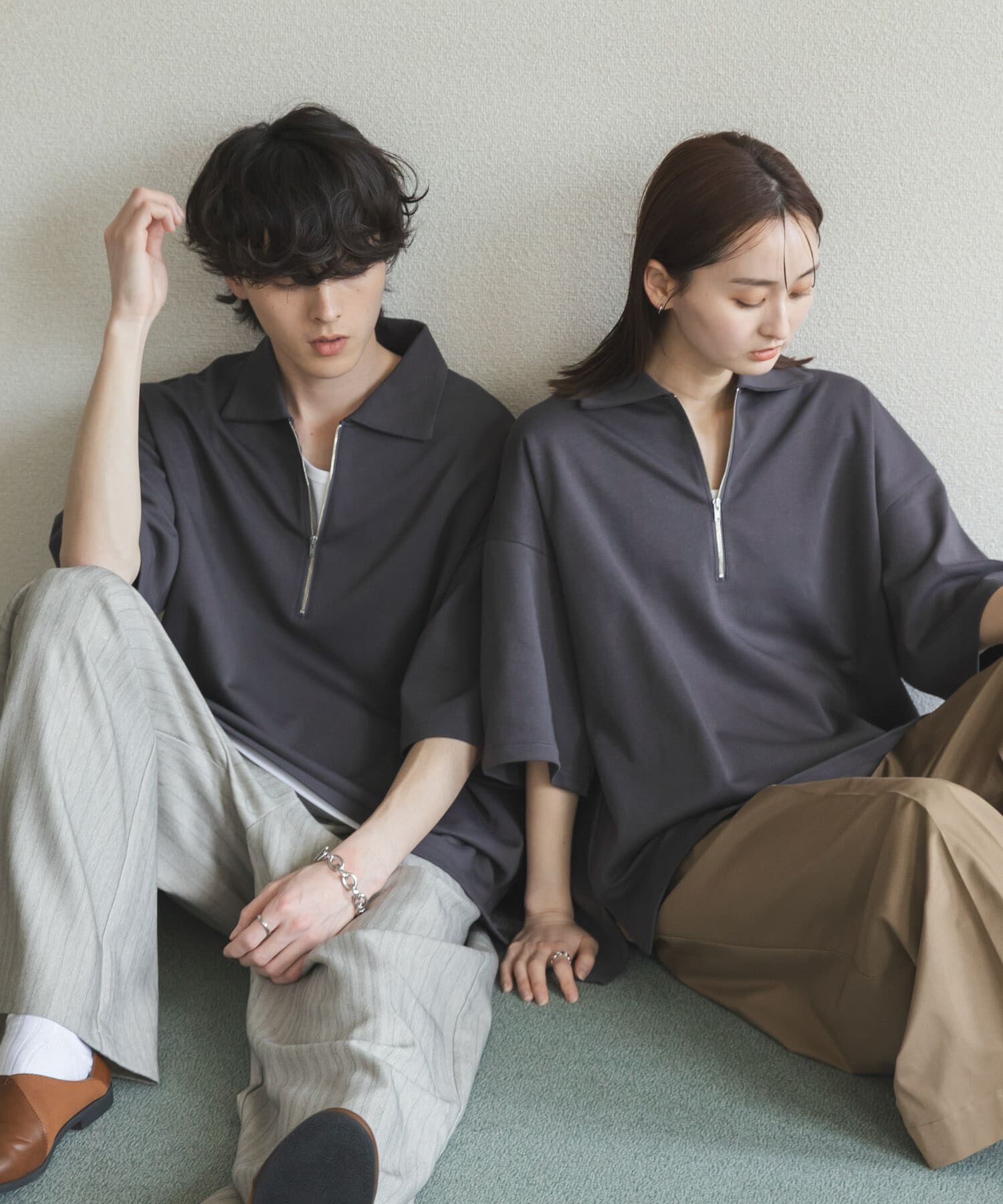SENSE OF PLACE by URBAN RESEARCH「ダンボールポンチハーフジップショートスリーブTシャツ」|Tシャツ・カットソー|