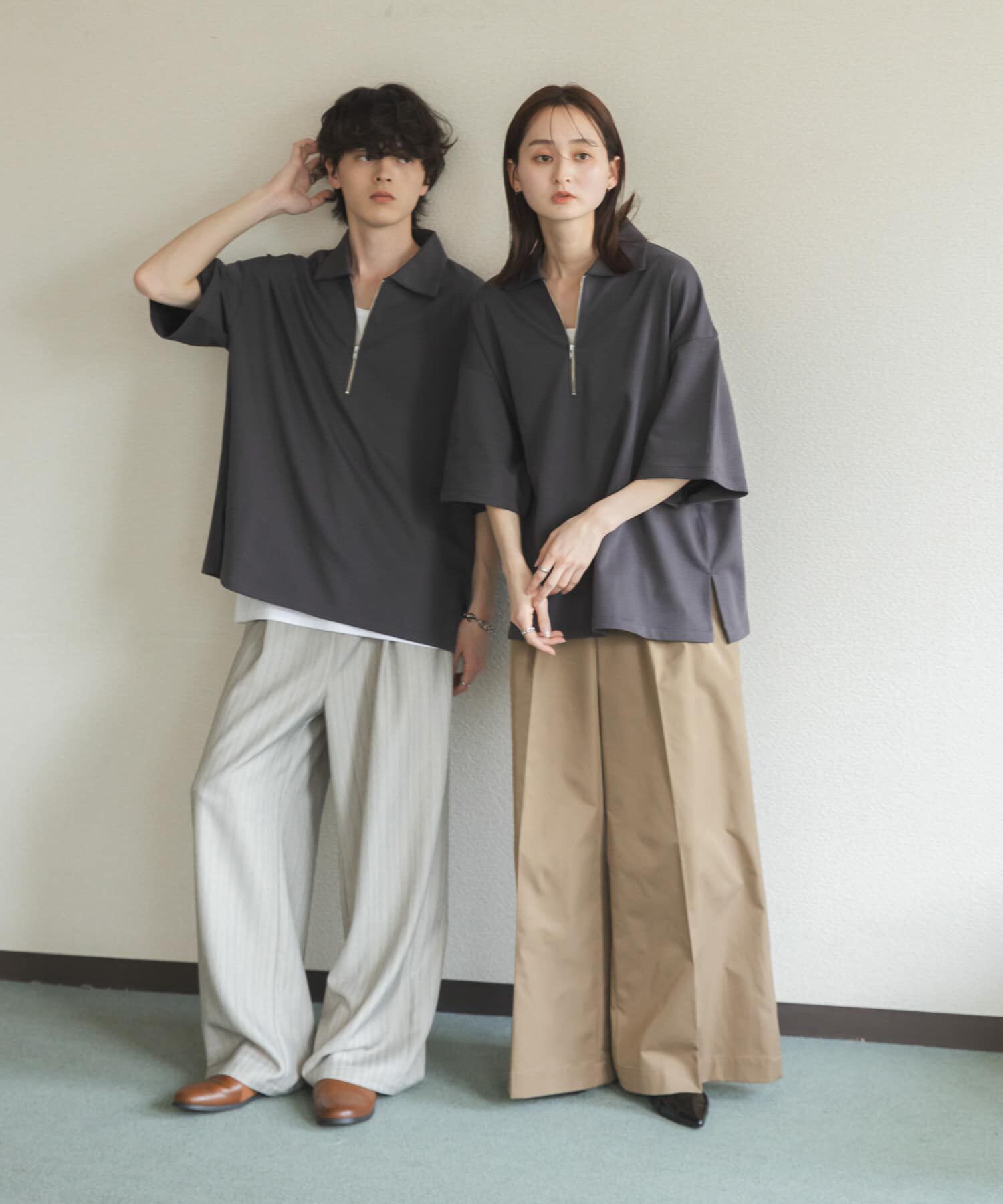 SENSE OF PLACE by URBAN RESEARCH「ダンボールポンチハーフジップショートスリーブTシャツ」|Tシャツ・カットソー|