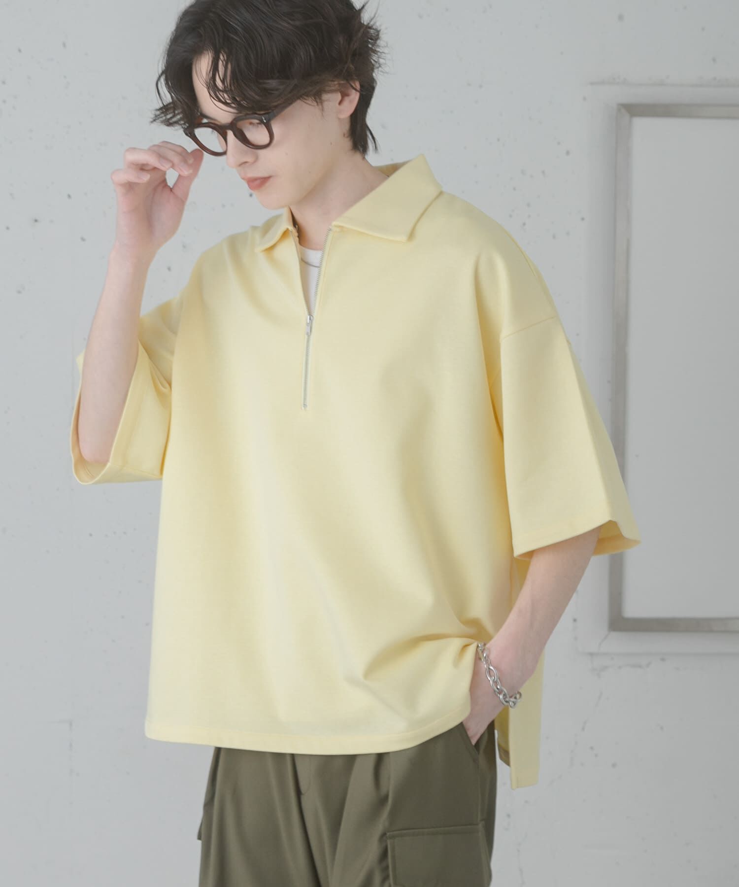 SENSE OF PLACE by URBAN RESEARCH「ダンボールポンチハーフジップショートスリーブTシャツ」|Tシャツ・カットソー|