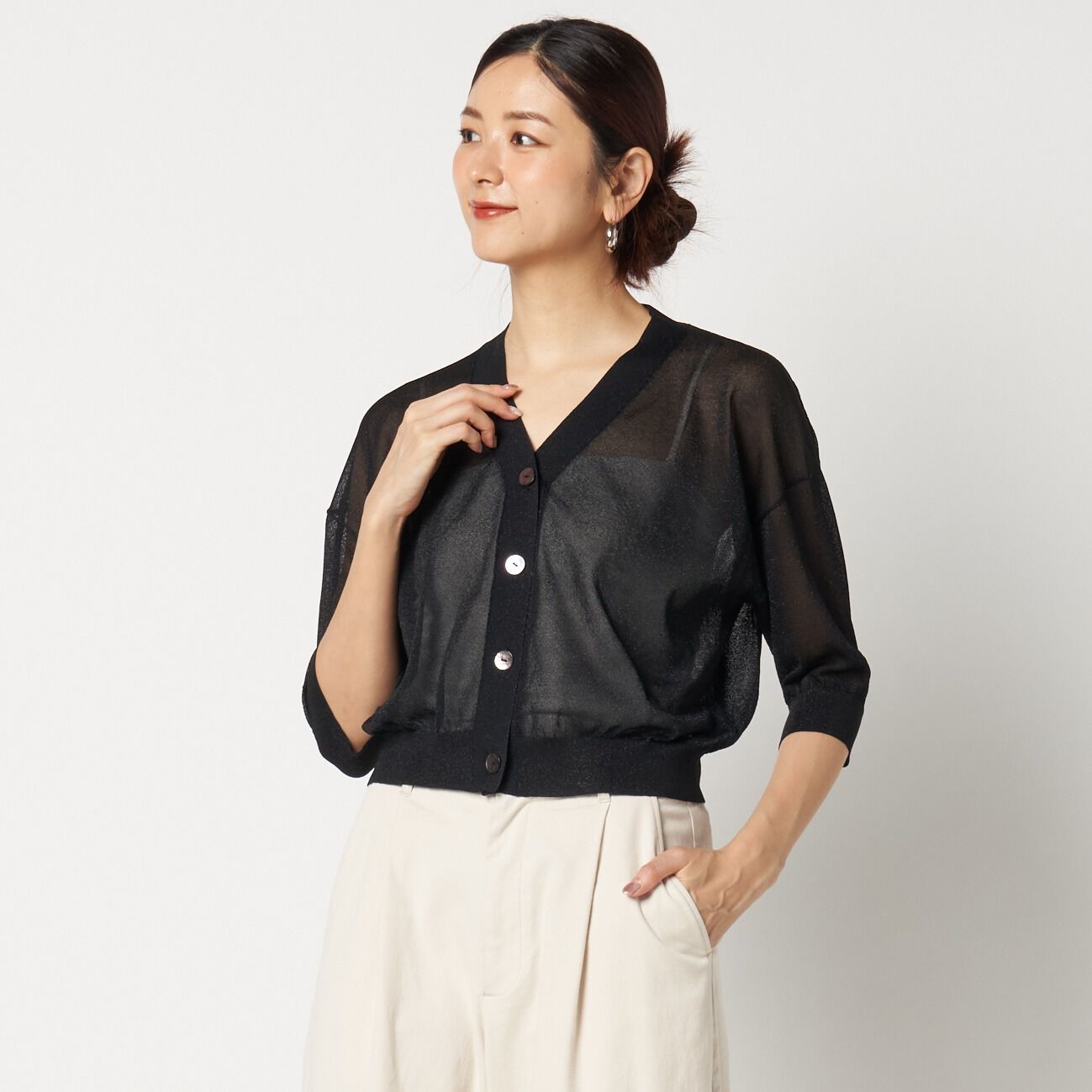  「three dots HALF SLEEVE CARDIGAN」|ニット・セーター|