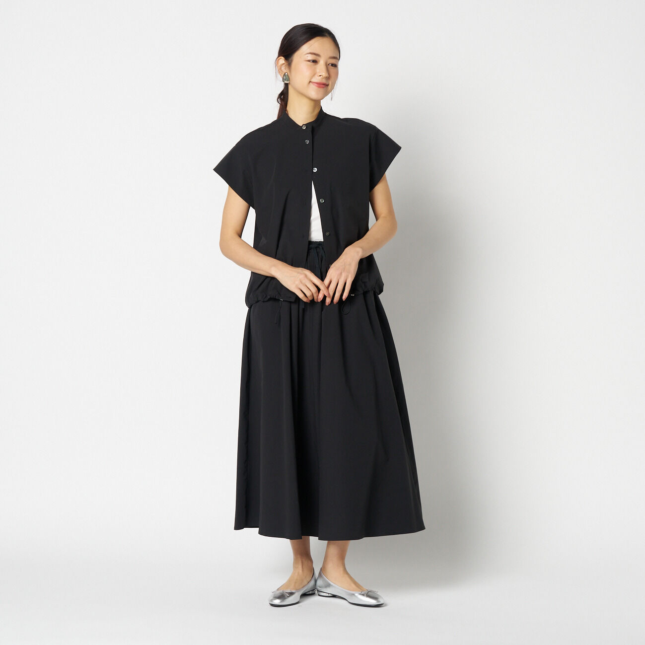 HELIOPOLE「HELIOPOLE FRENCH SLEEVE DRAWSTRING SHIRT」|シャツ・ブラウス|