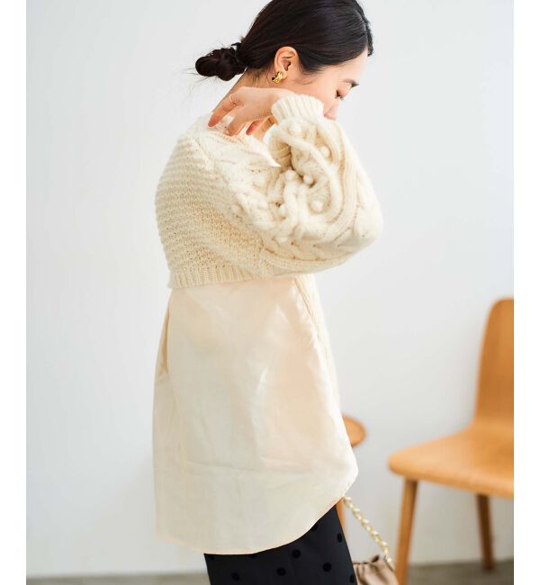 le.coeur blanc「TORRAZZO DONNAケーブル&times;布帛トップス」|ニット・セーター|