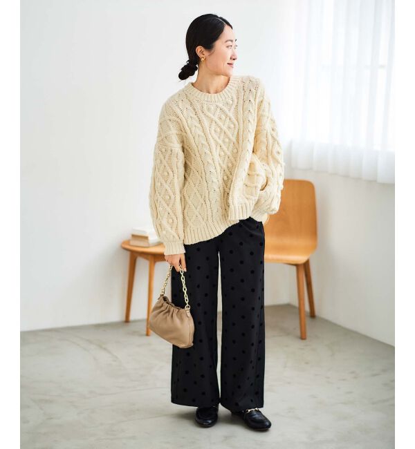 le.coeur blanc「TORRAZZO DONNAケーブル&times;布帛トップス」|ニット・セーター|