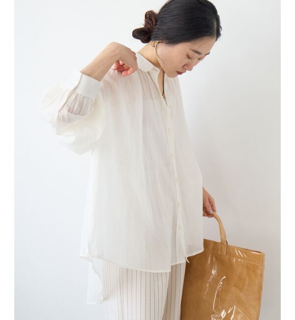 「《WEB限定アイテム》バックギャザーオーバーシャツ」|シャツ・ブラウス|アイボリー