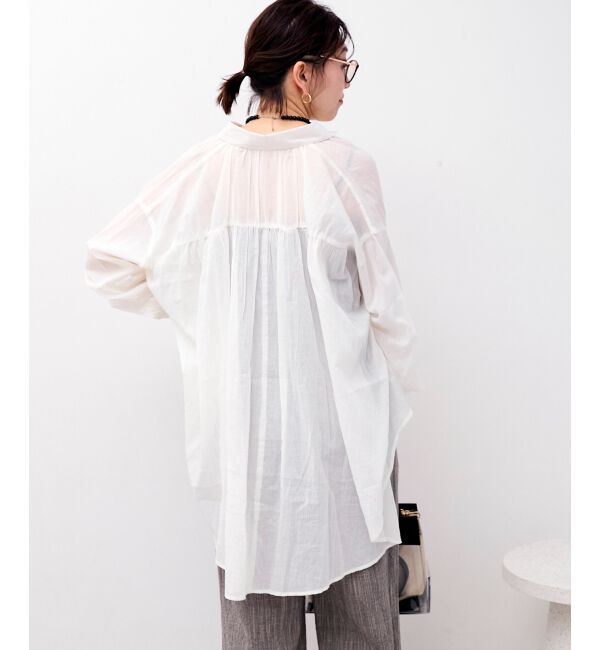  「《WEB限定アイテム》バックギャザーオーバーシャツ」|シャツ・ブラウス|