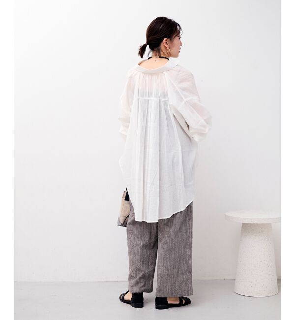  「《WEB限定アイテム》バックギャザーオーバーシャツ」|シャツ・ブラウス|