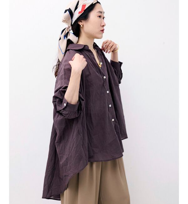  「《WEB限定アイテム》バックギャザーオーバーシャツ」|シャツ・ブラウス|