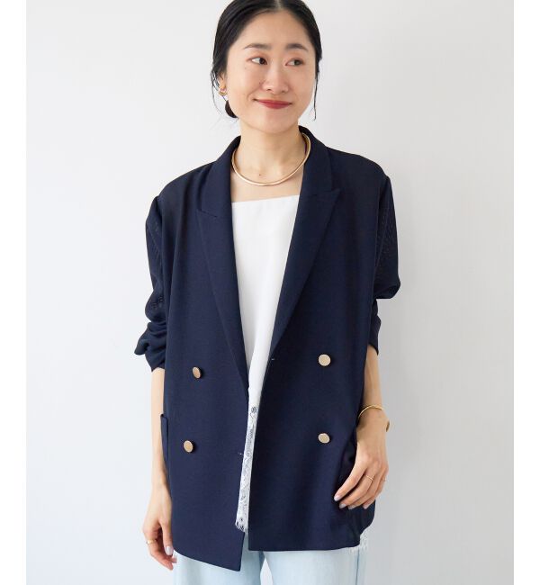  「≪手洗い可能≫メッシュダブルブレストジャケット」|その他|
