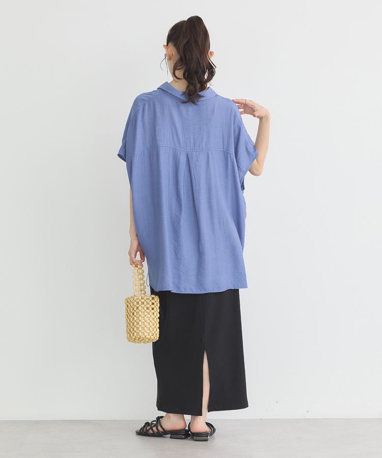 earth music&ecology「【接触冷感】裾ドロストフレンチスリーブシャツ」|シャツ・ブラウス|