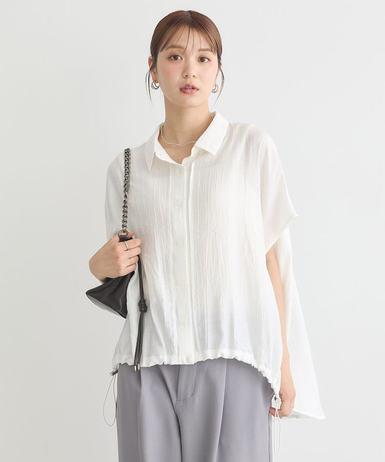 earth music&ecology「【接触冷感】裾ドロストフレンチスリーブシャツ」|シャツ・ブラウス|