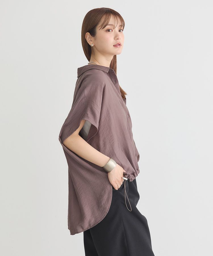 earth music&ecology「【接触冷感】裾ドロストフレンチスリーブシャツ」|シャツ・ブラウス|