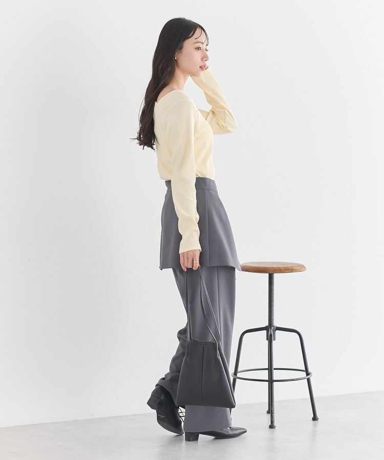 earth music&ecology「アシメネックリブプルオーバー」|Tシャツ・カットソー|