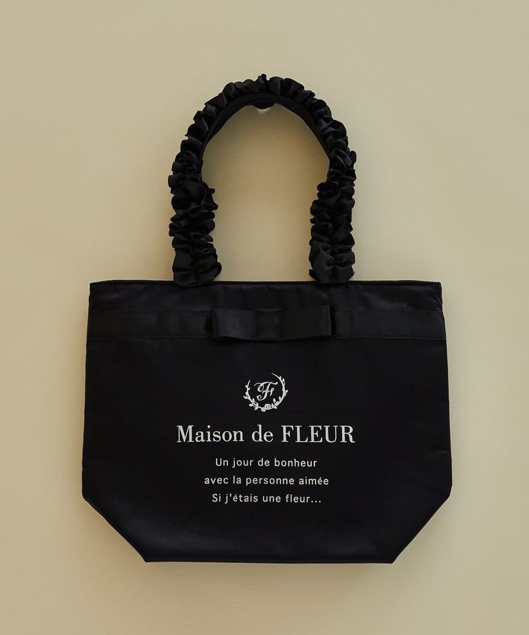 Maison de FLEUR「ブランドロゴフリルハンドルトートMバッグ」|トートバッグ|ブラック
