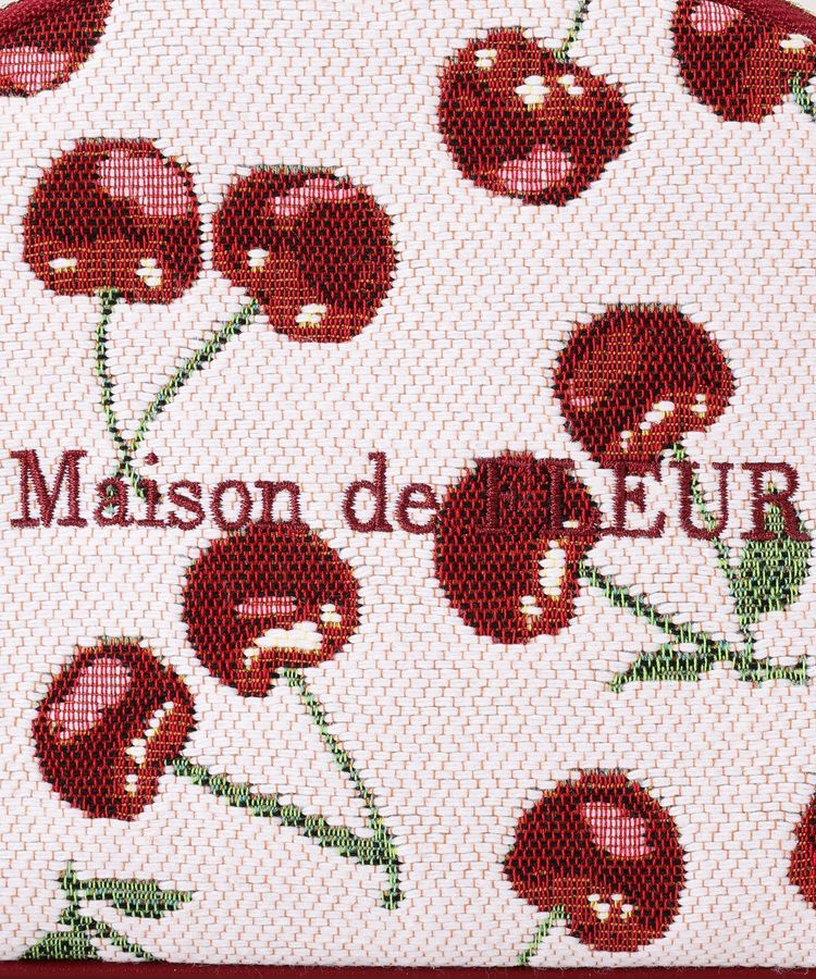 Maison de FLEUR「チェリー柄ゴブランラウンドポーチ」|ポーチ|