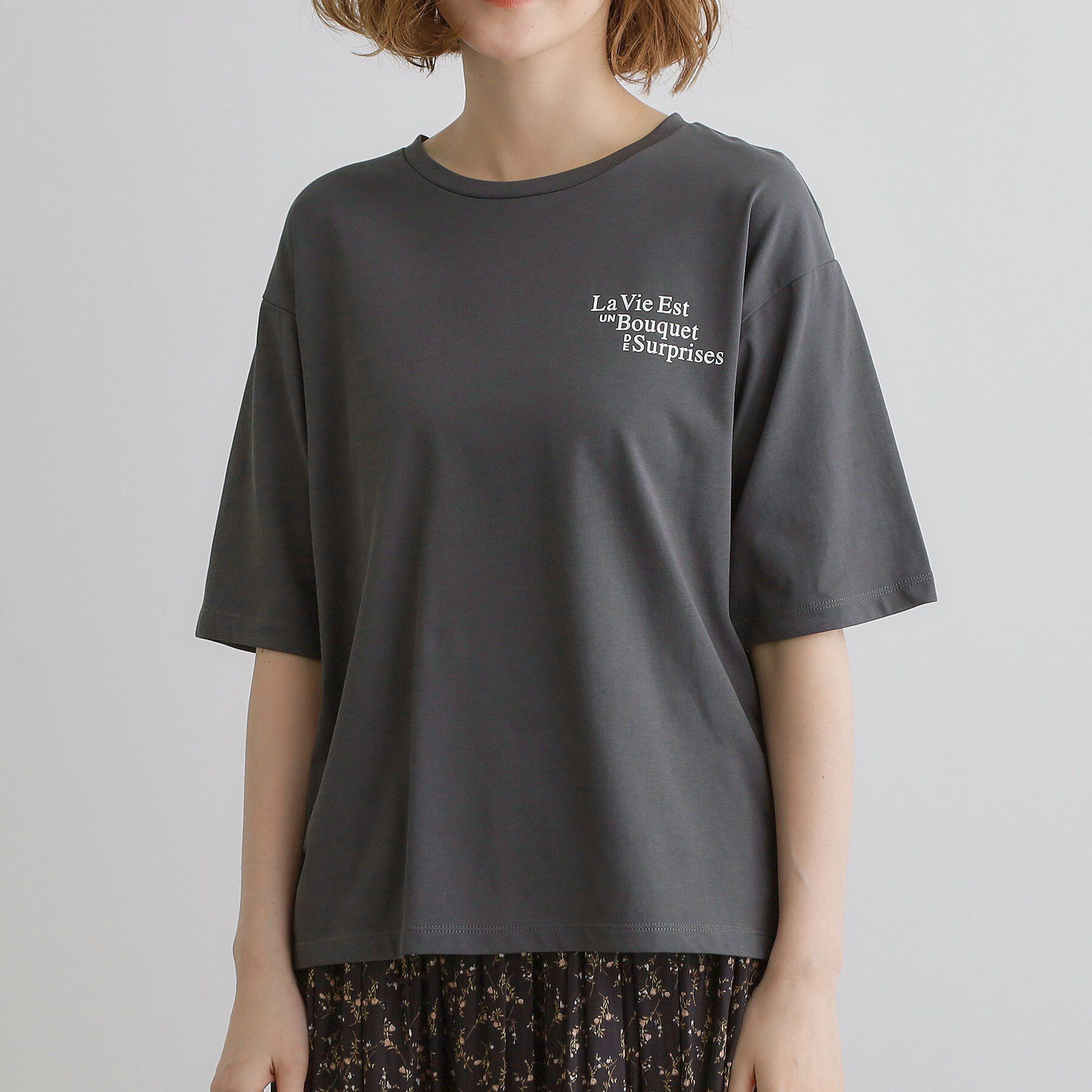 grove「五分袖ロゴプリントTシャツ」|Tシャツ・カットソー|