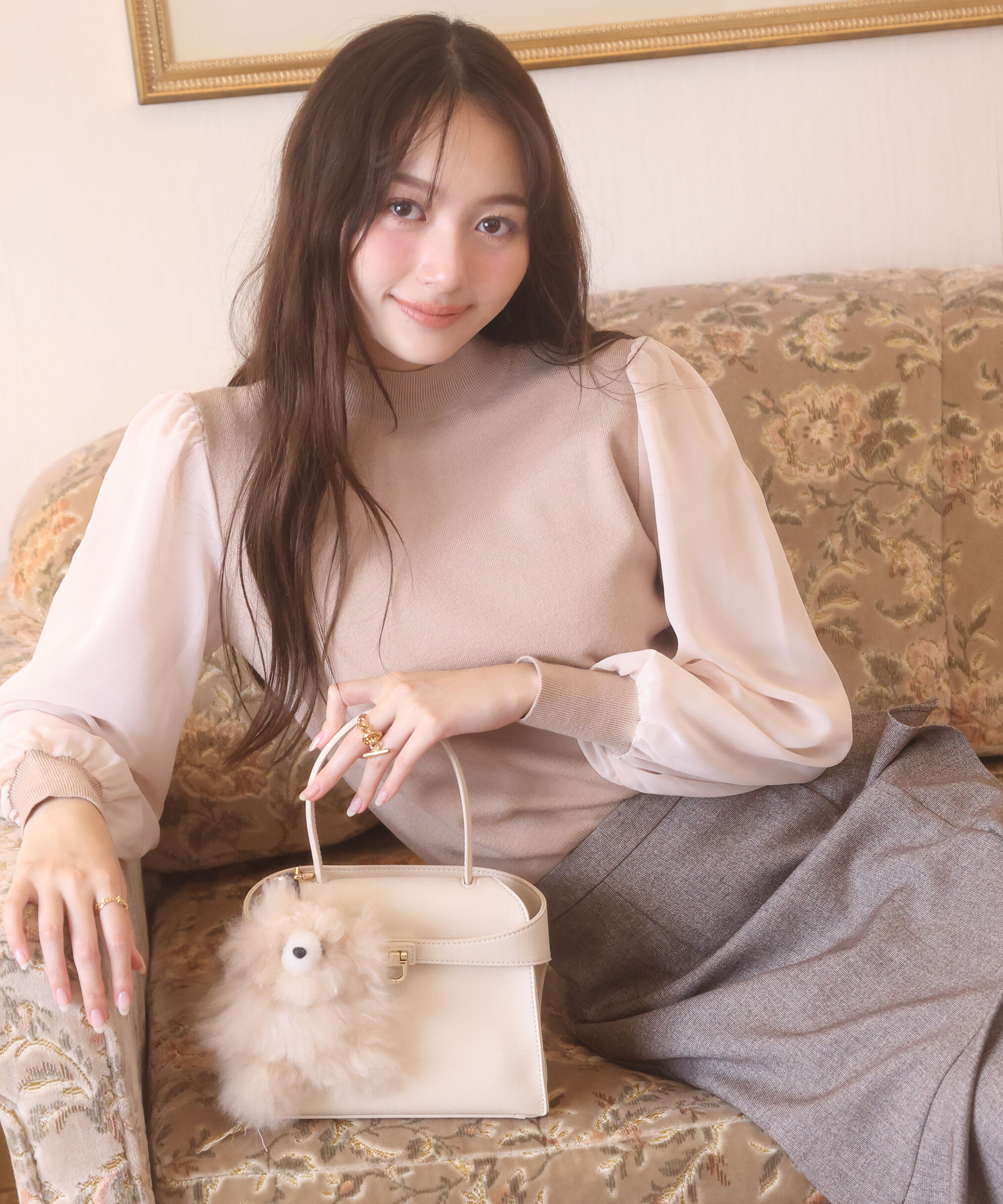 PROPORTION BODY DRESSING「シフォンスリーブニットトップス　25AW」|ニット・セーター|ライトベージ