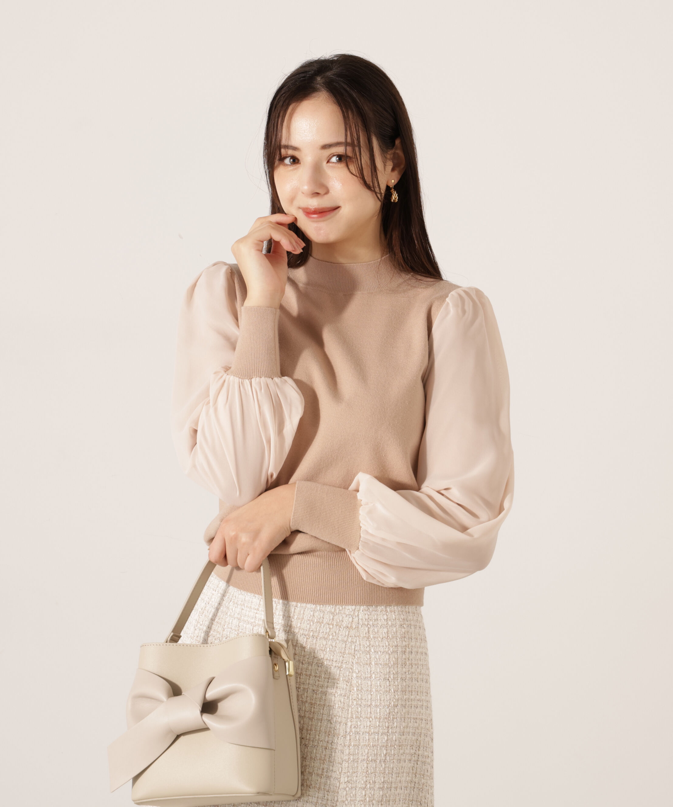 PROPORTION BODY DRESSING「シフォンスリーブニットトップス　25AW」|ニット・セーター|