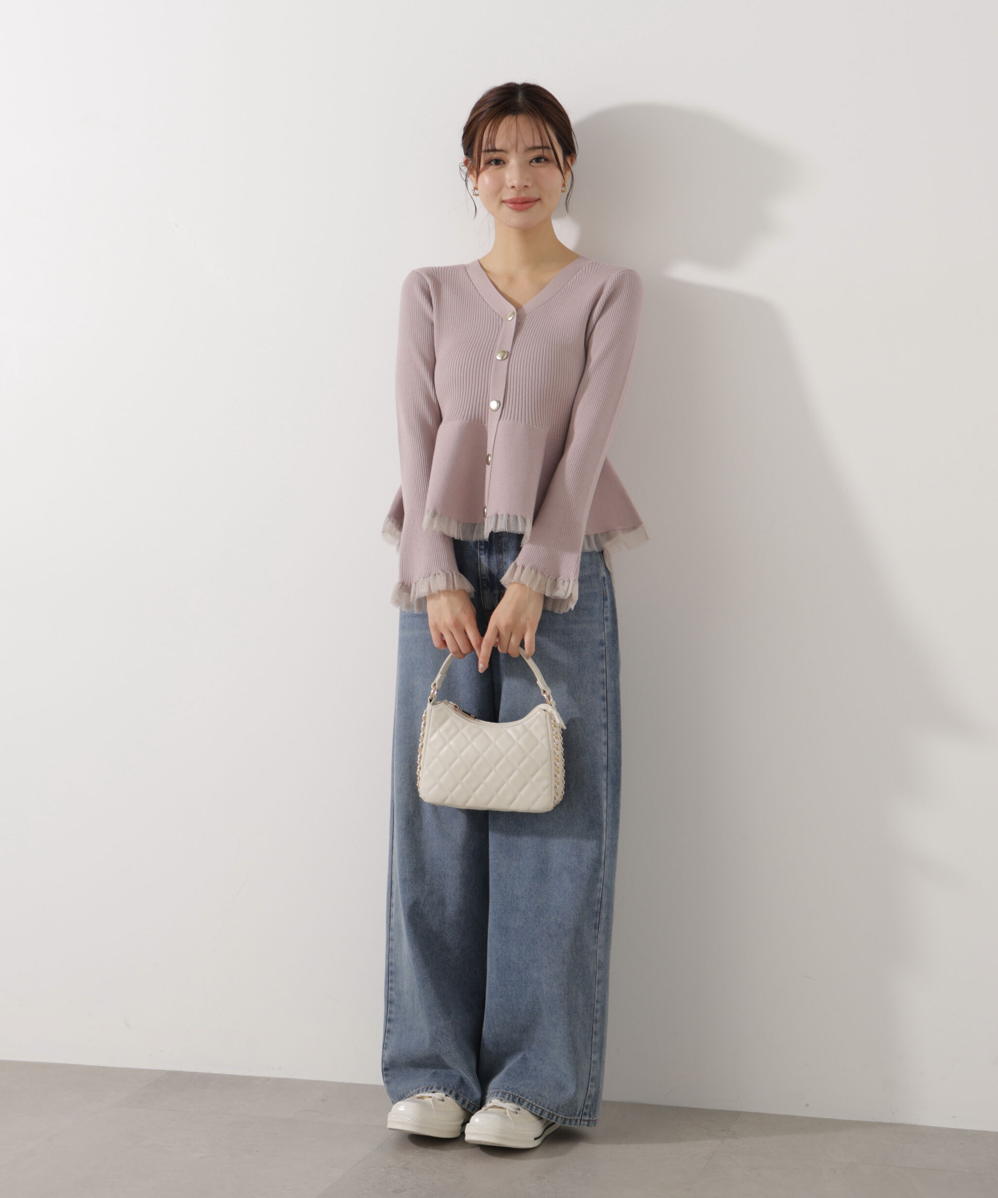 PROPORTION BODY DRESSING「シアー切替ペプラムニット　26SS」|ニット・セーター|