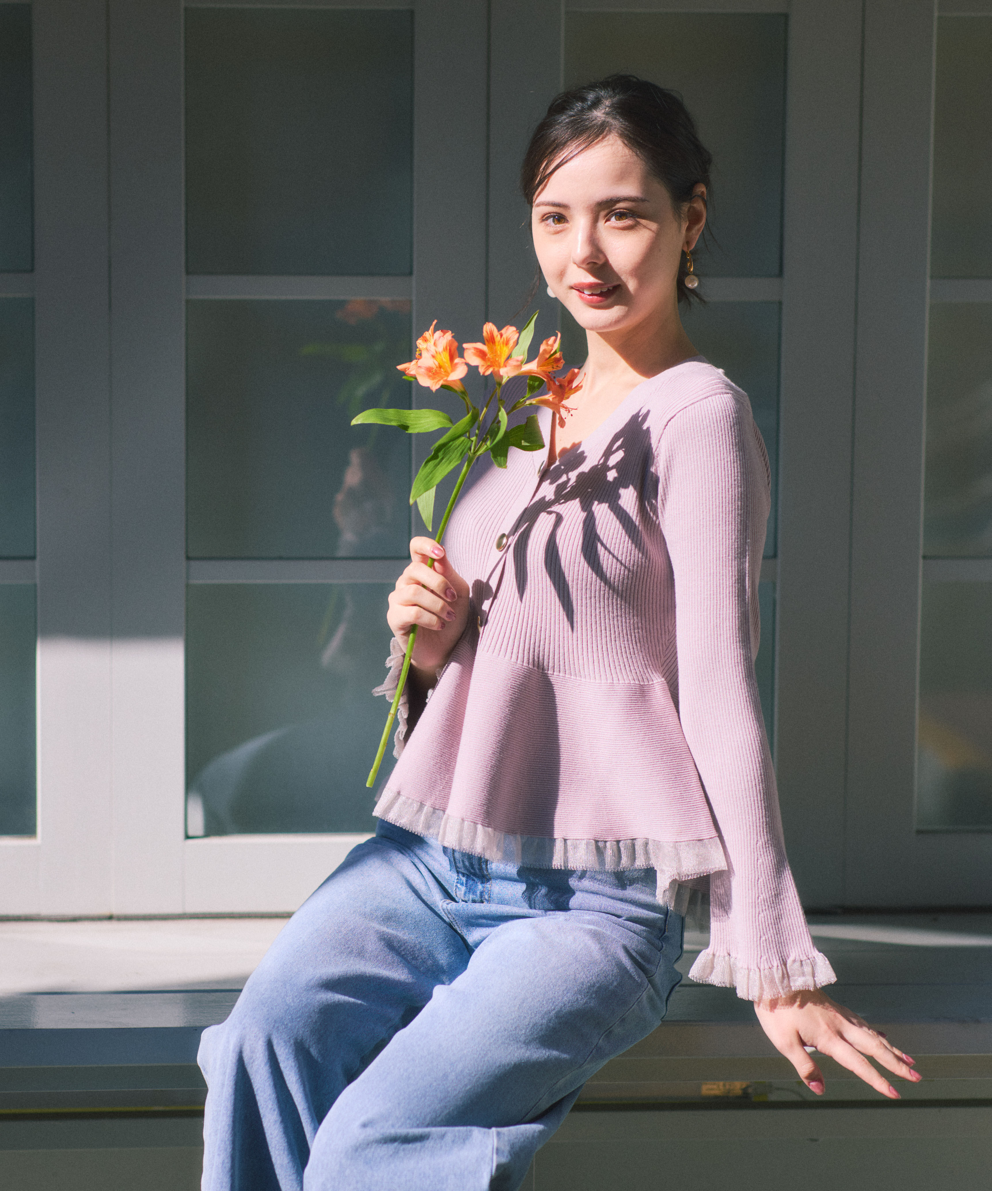 PROPORTION BODY DRESSING「シアー切替ペプラムニット　26SS」|ニット・セーター|