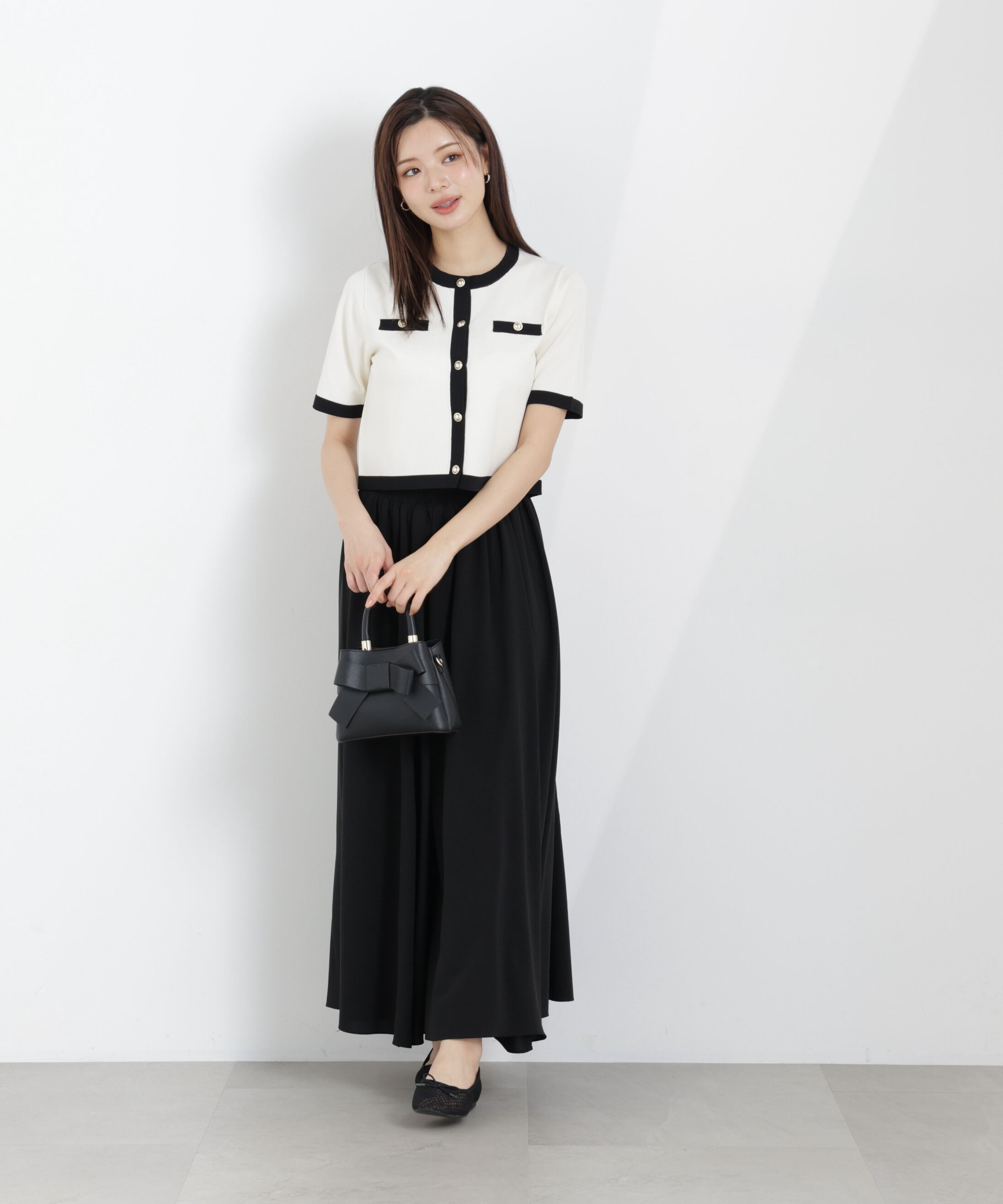 PROPORTION BODY DRESSING「ハーフスリーブバイカラーニットカーディガン　26SS」|カーディガン|