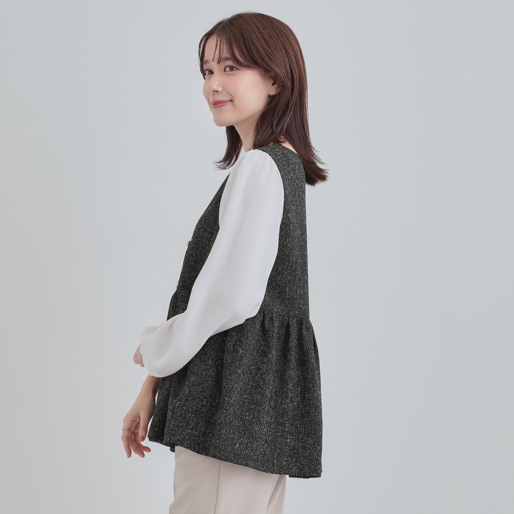 SHOO･LA･RUE「【洗濯機可】時短できちんと見えが叶う フェイクレイヤードブラウス」|シャツ・ブラウス|