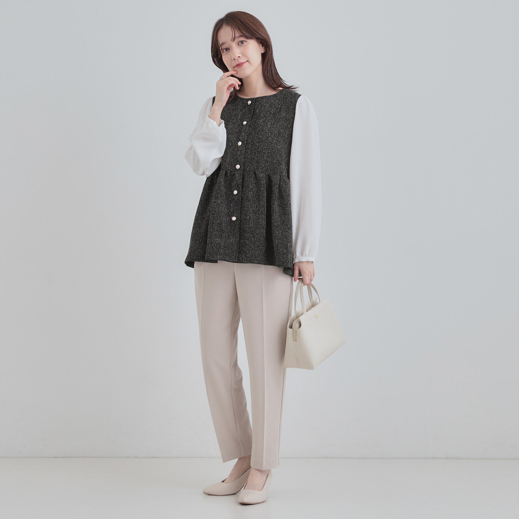 SHOO･LA･RUE「【洗濯機可】時短できちんと見えが叶う フェイクレイヤードブラウス」|シャツ・ブラウス|
