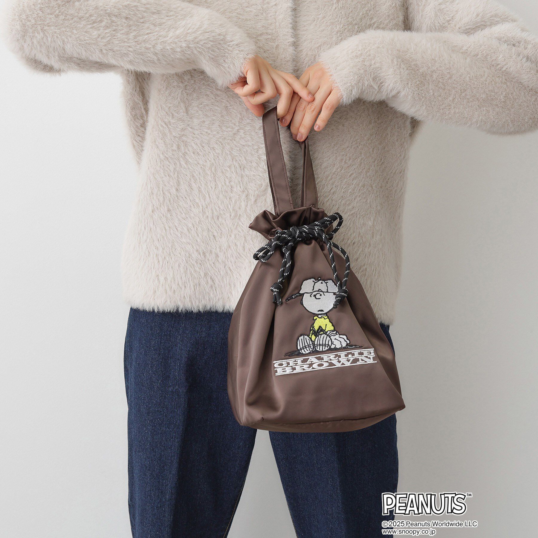 Dessin「PEANUTSサテン巾着トートBAG」|トートバッグ|ブラウン(043)