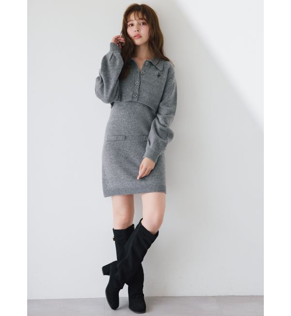 dazzlin「2ピースニットミニワンピース」|ワンピース|チャコールグレー